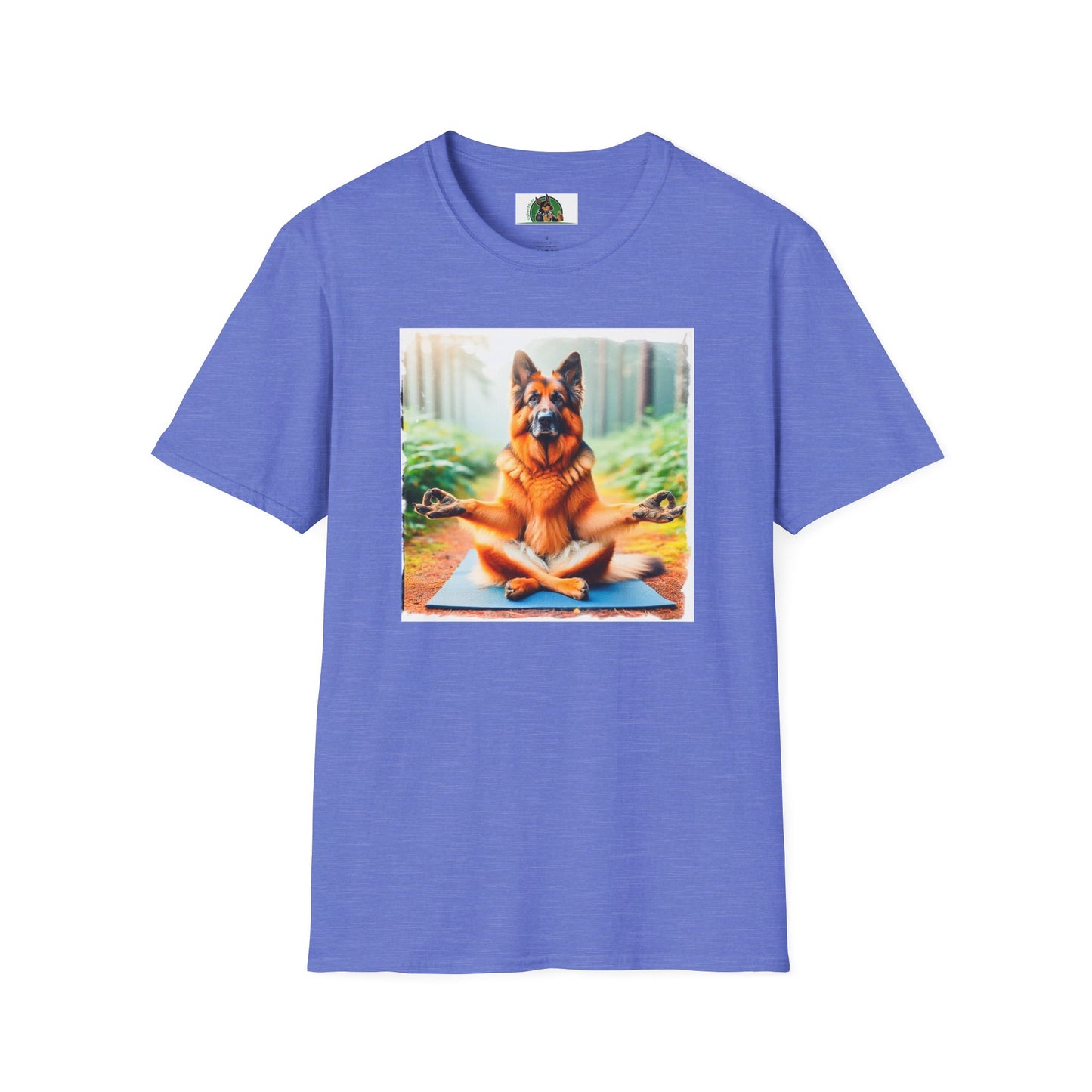 German Shepherd yoga and meditation shift T-Shirt Printify Heather Royal S