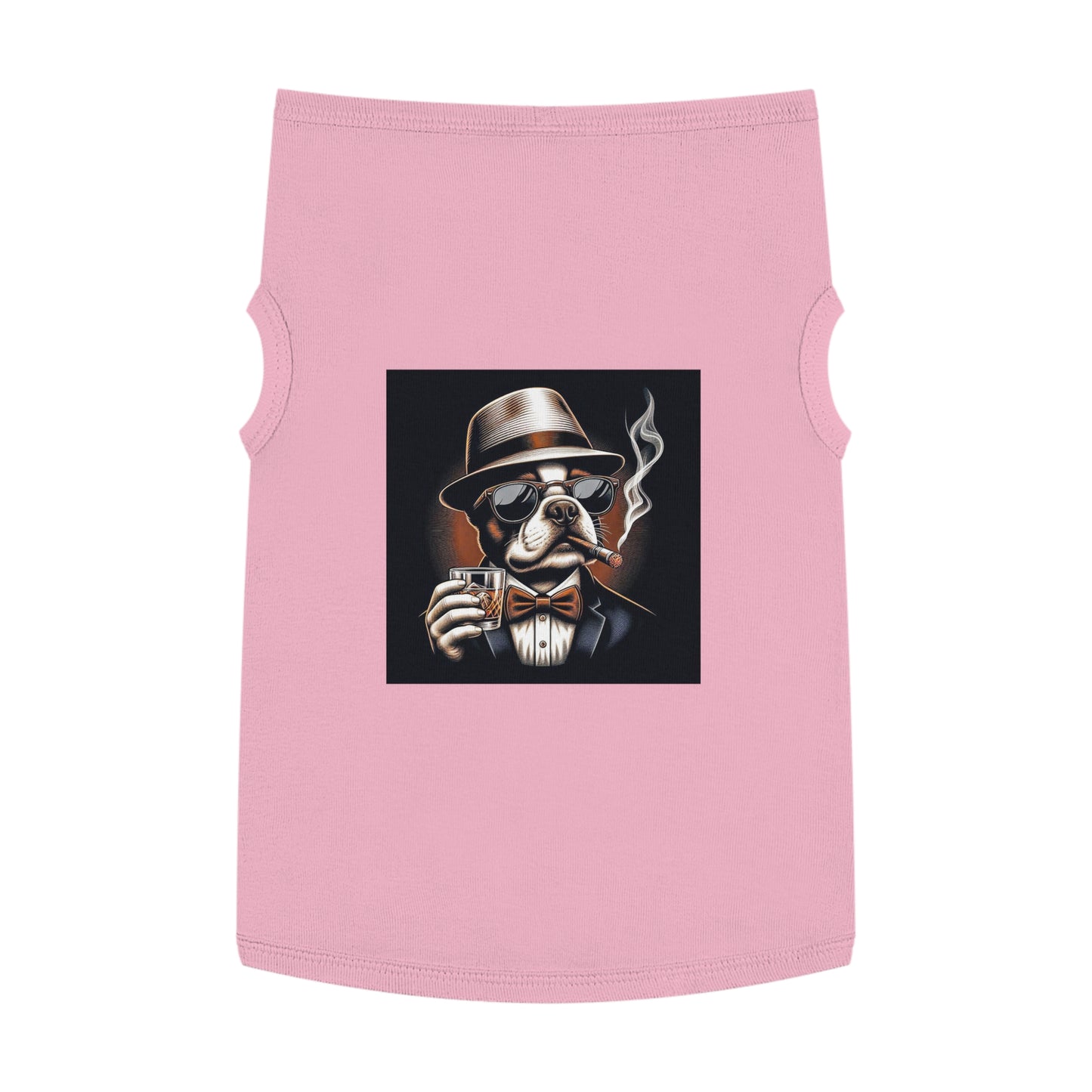 Pet Tank Top Boston Terrier Dog Smoking And Drinking Pets Printify XL Pink 