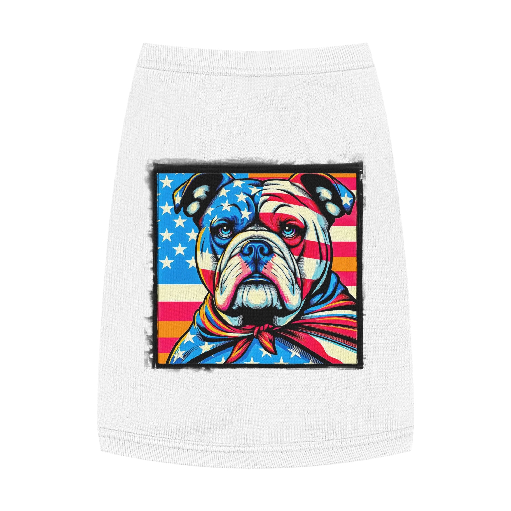 Pet Tank Top Bulldog american flag t shirt Pets Printify