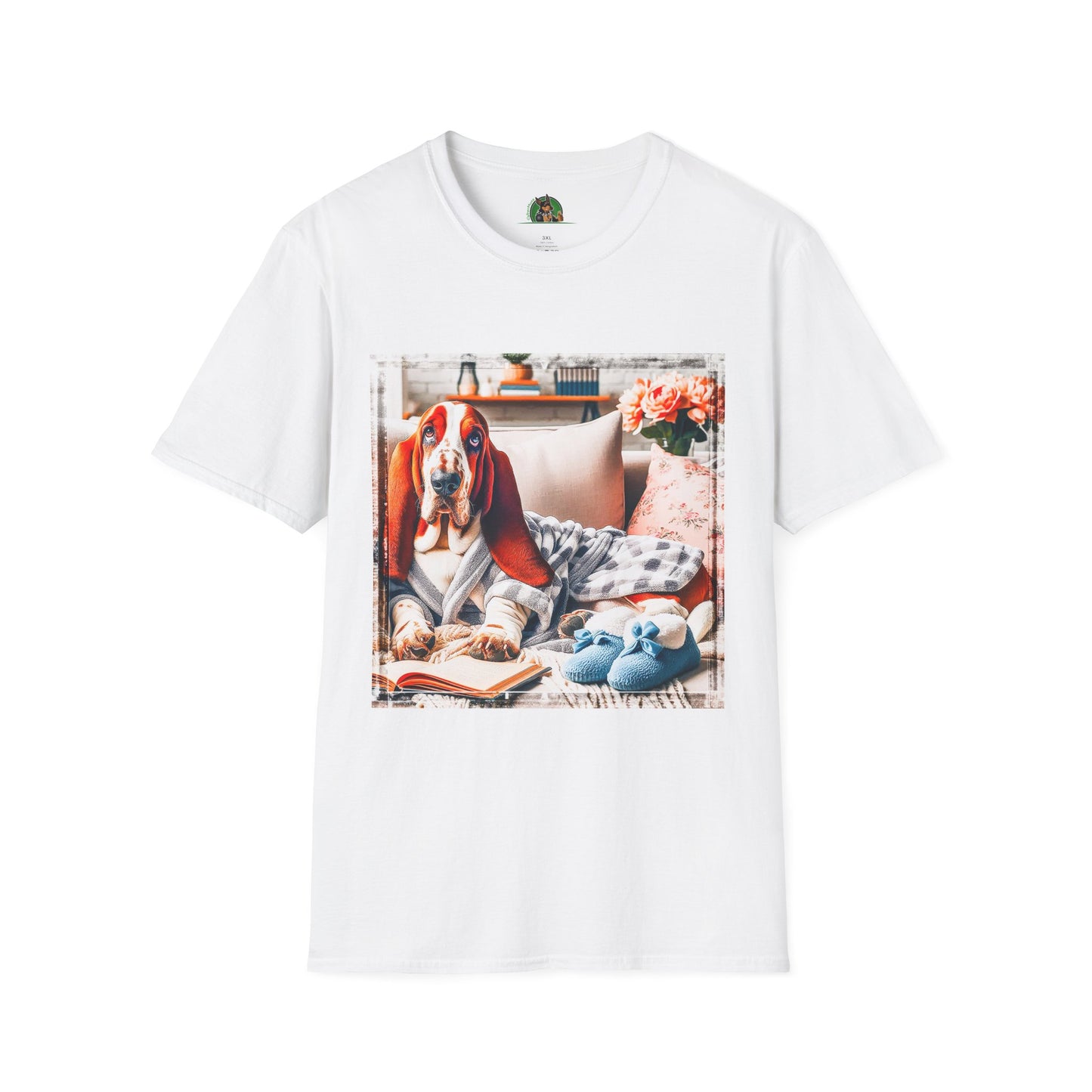 Basset Hound In PJ's Reading T-Shirt Printify XS White