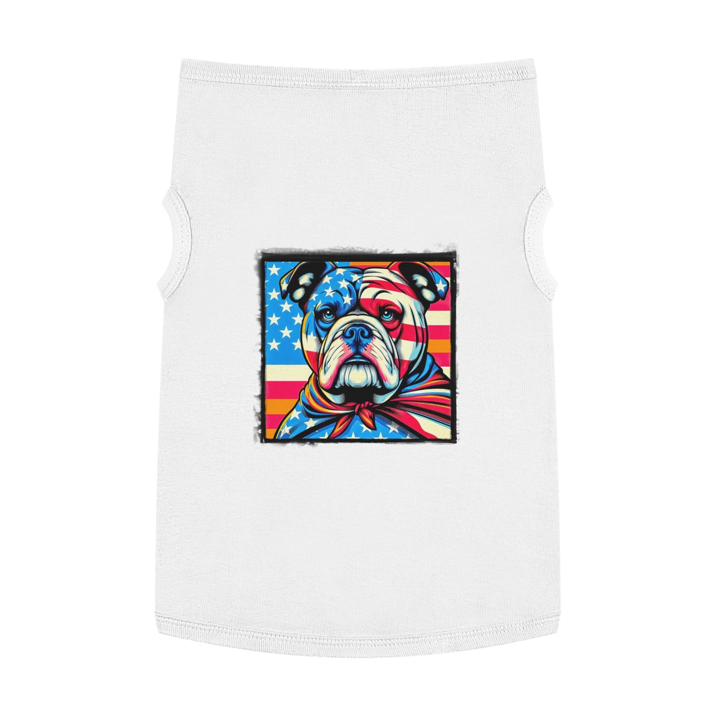 Pet Tank Top Bulldog american flag t shirt Pets Printify XL White