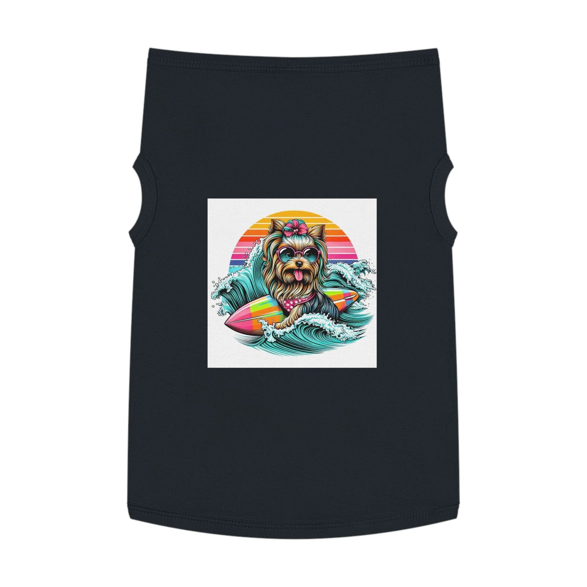 Pet Tank Top Yorkie surfing girl Pets Printify XL Black