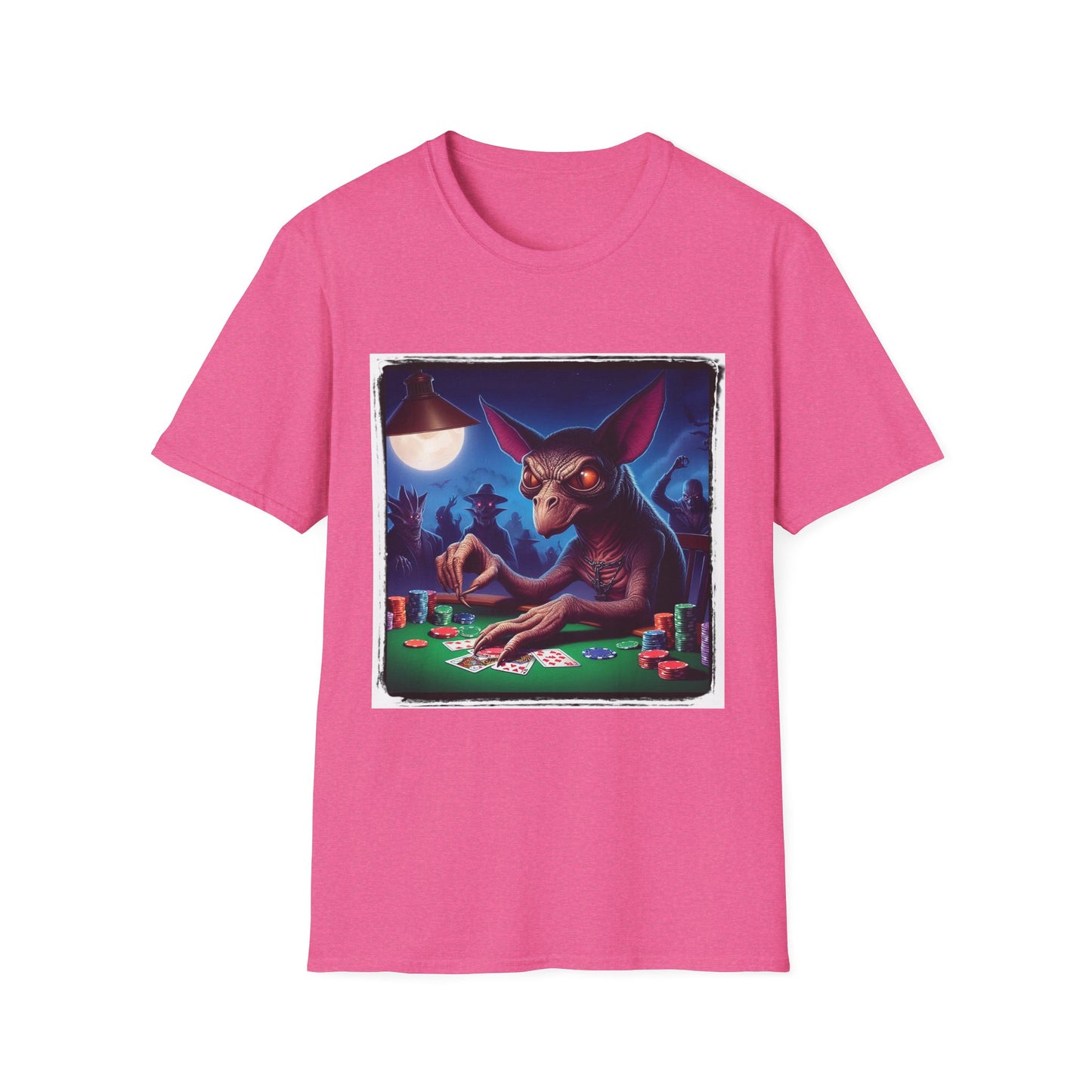 Chupacabra card playing t shirt T-Shirt Printify S Heather Heliconia