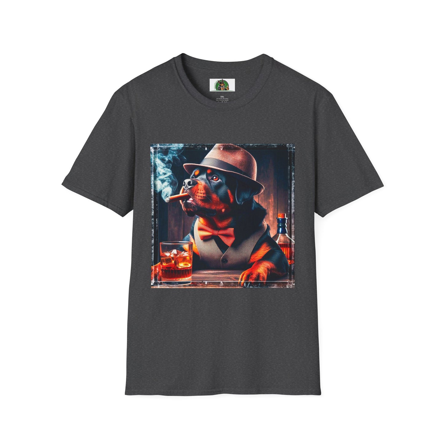 Rottweiler smoking a cigar shirt T-Shirt Printify XS Dark Heather