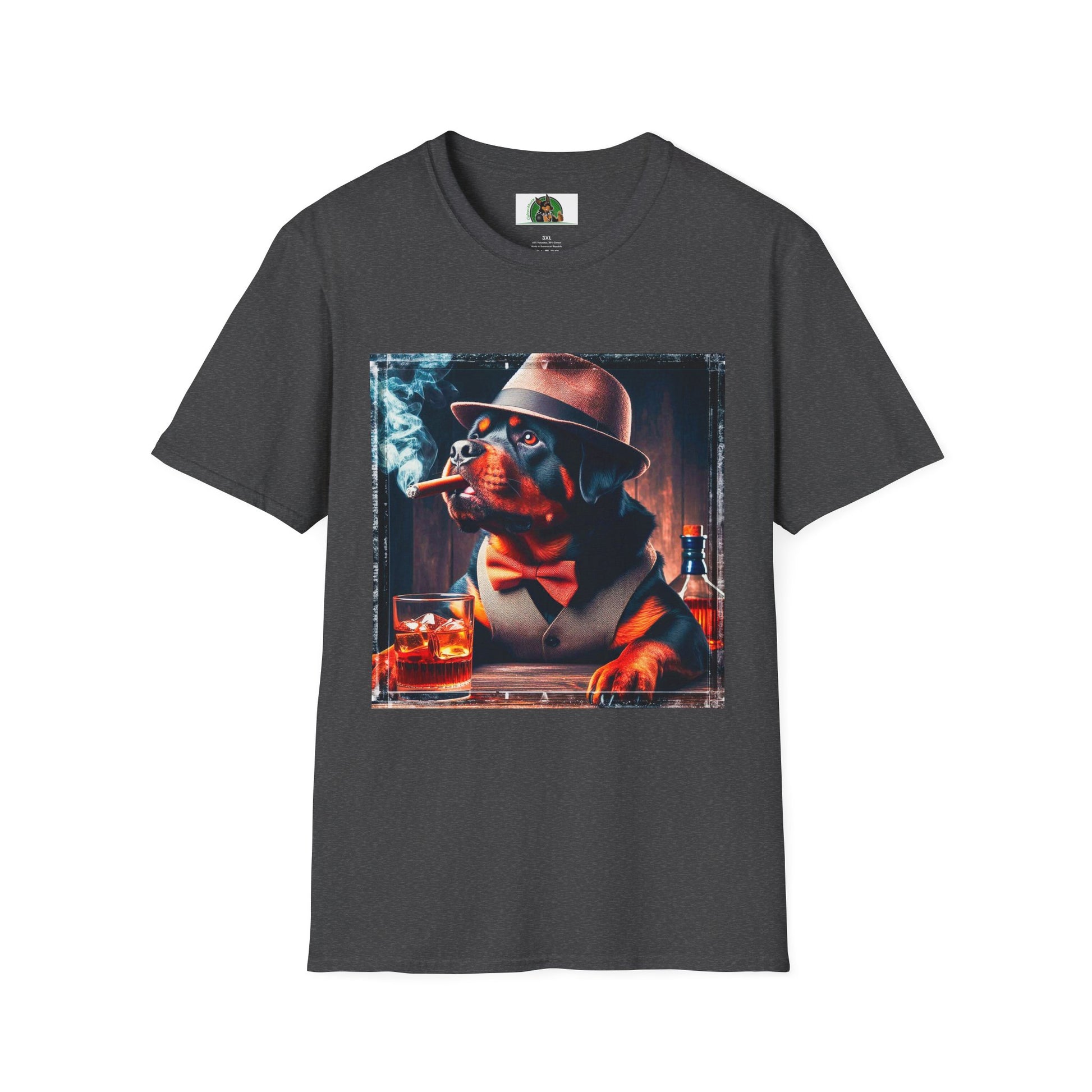 Rottweiler smoking a cigar shirt T-Shirt Printify XS Dark Heather