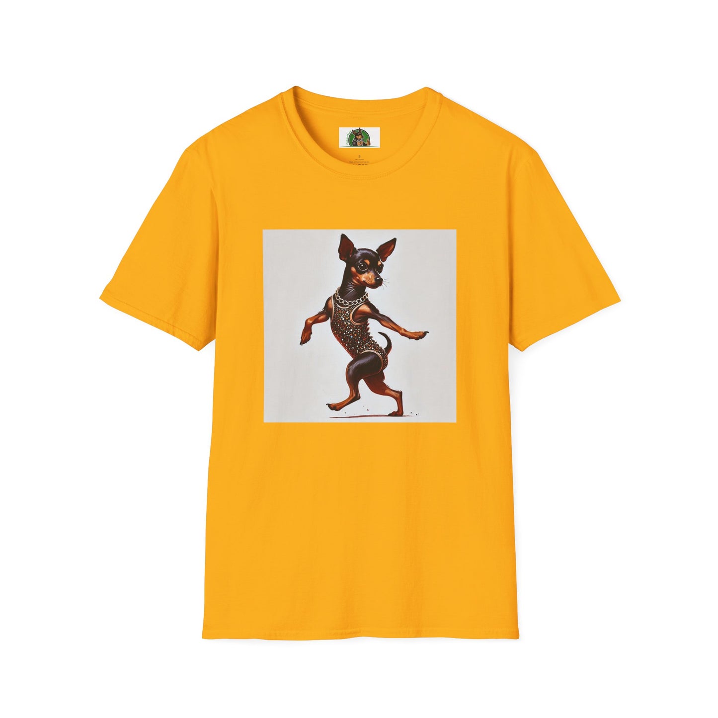 Dancing Min Pin T-Shirt T-Shirt Printify S Gold