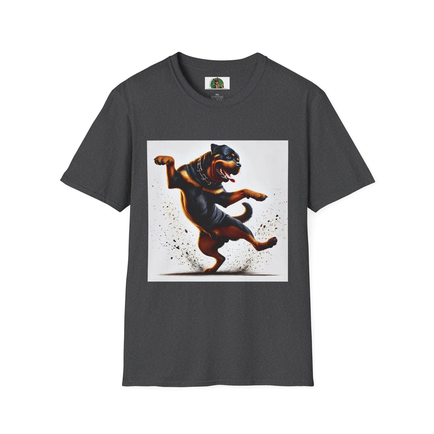 Dancing Rottweiler T-Shirt for Dog Lovers T-Shirt Printify XS Dark Heather