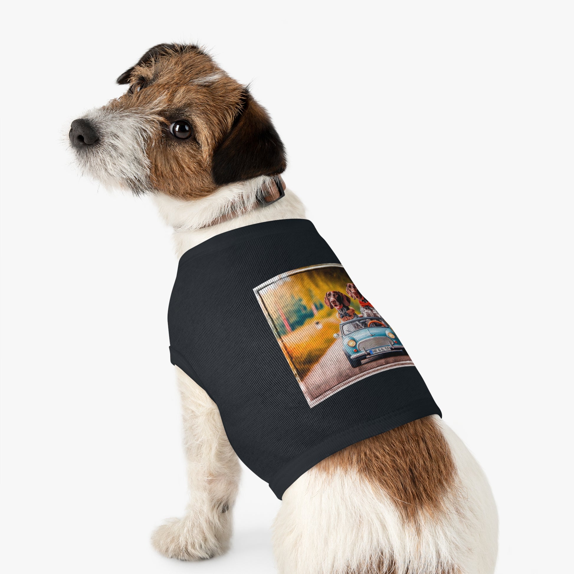 Wacky Pet Tank Top German Shorthaired Pointer tiny car driving t shirt Pets Printify