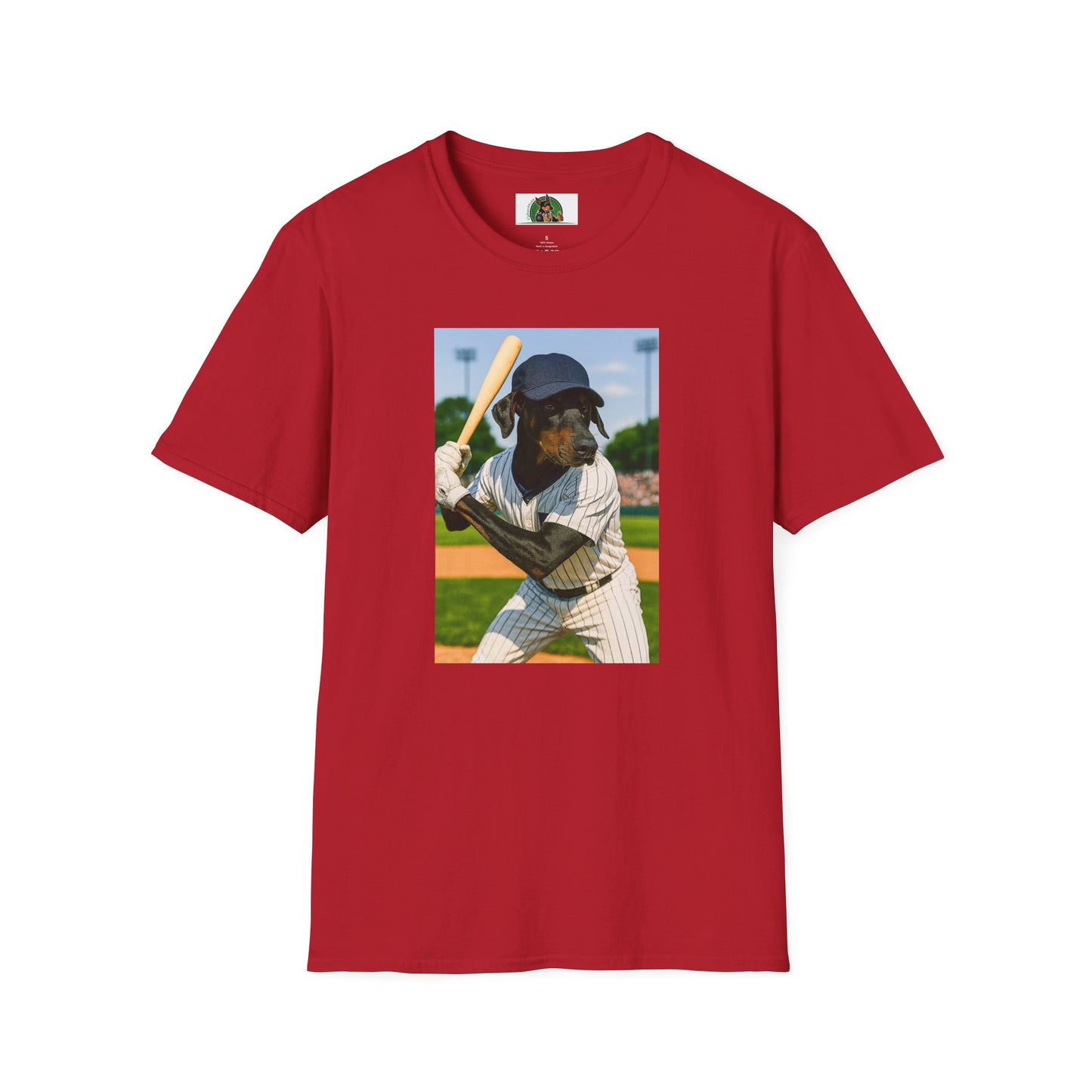 Baseball Doberman Sports T-Shirt T-Shirt Printify Cherry Red S