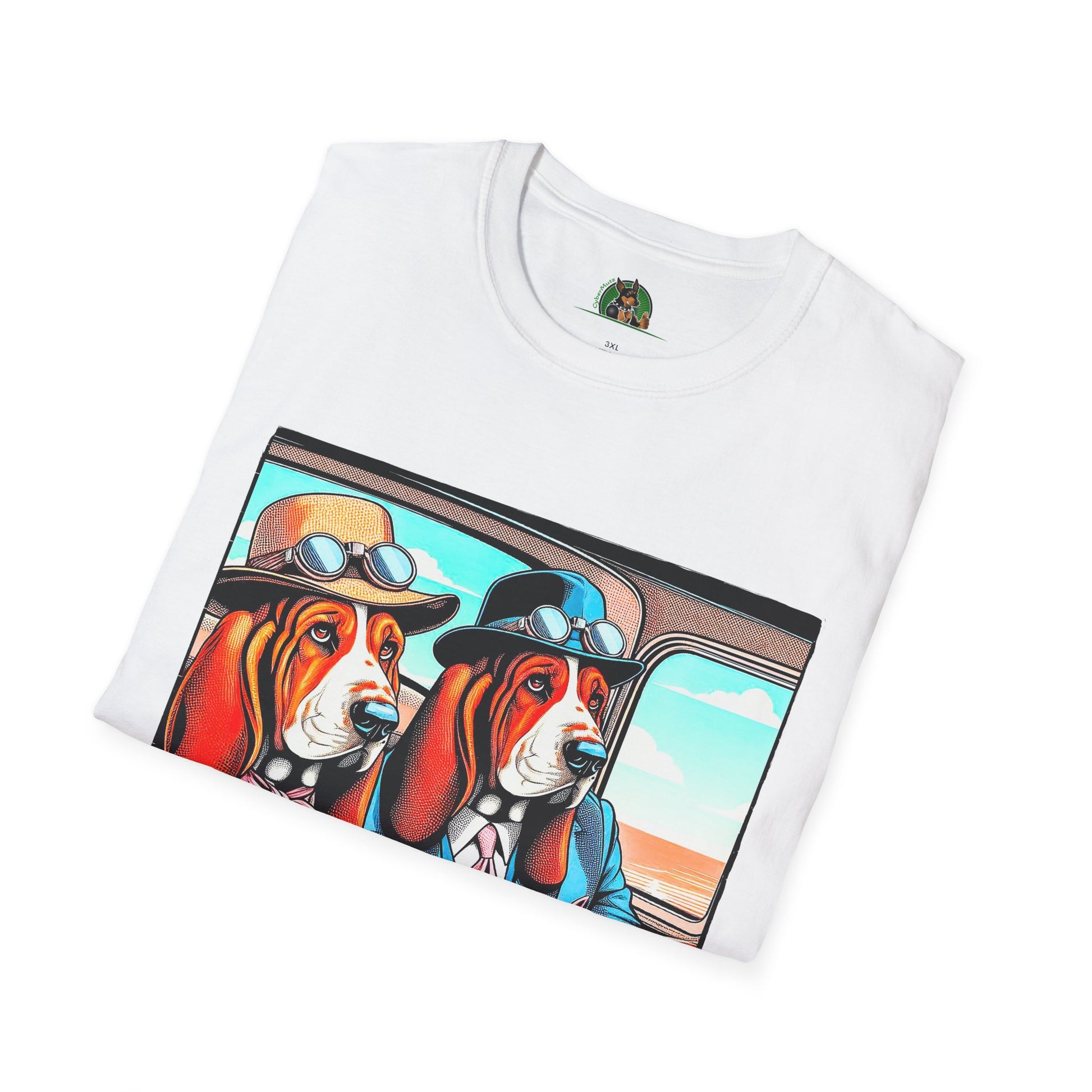 Wacky Basset Hound Boy Dogs In Old Car T-Shirt Printify