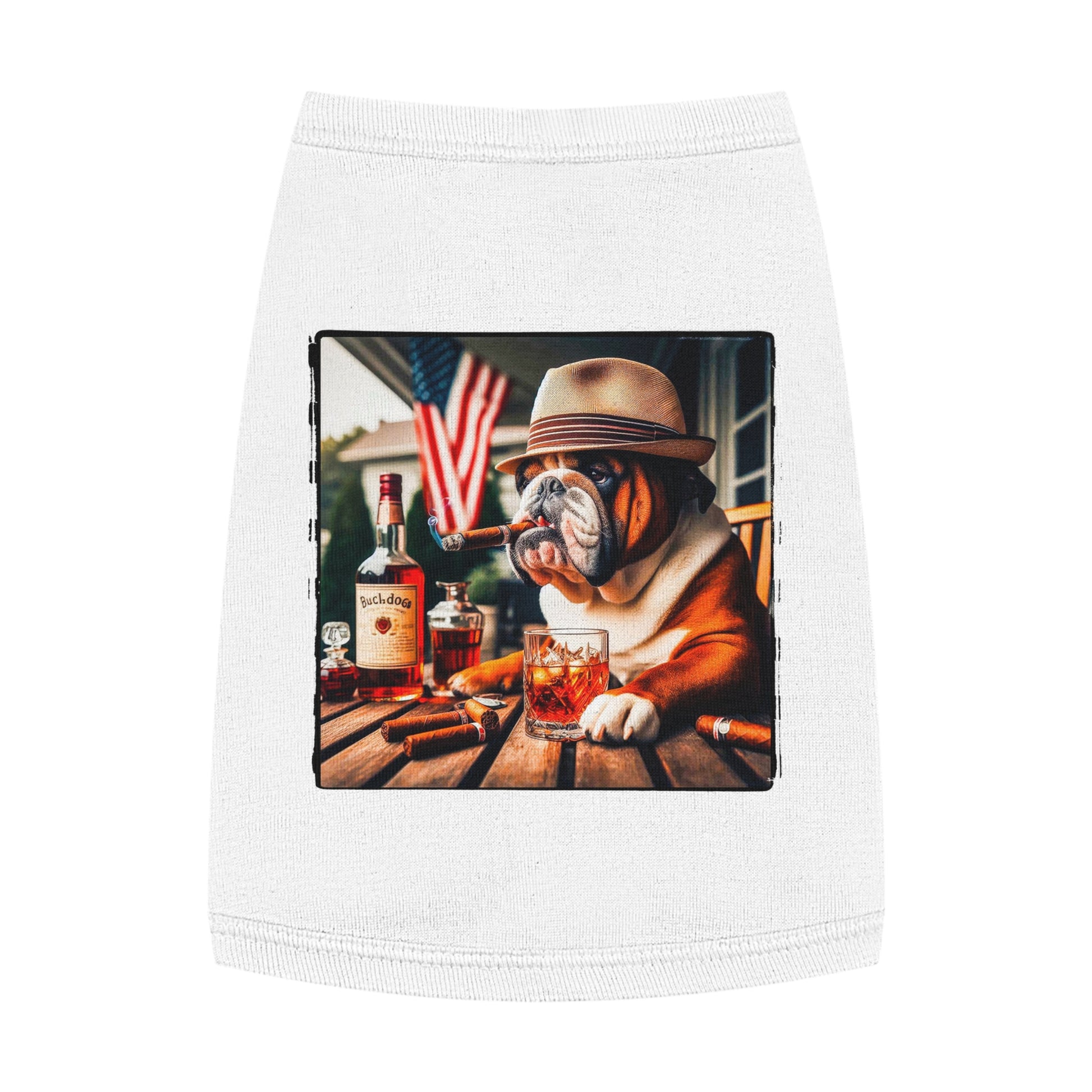 Pet Tank Top Bulldog cigar chilling t shirt Pets Printify
