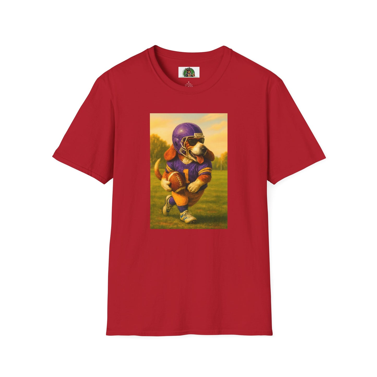 Sports Football Basset Hound T-Shirt T-Shirt Printify Cherry Red S