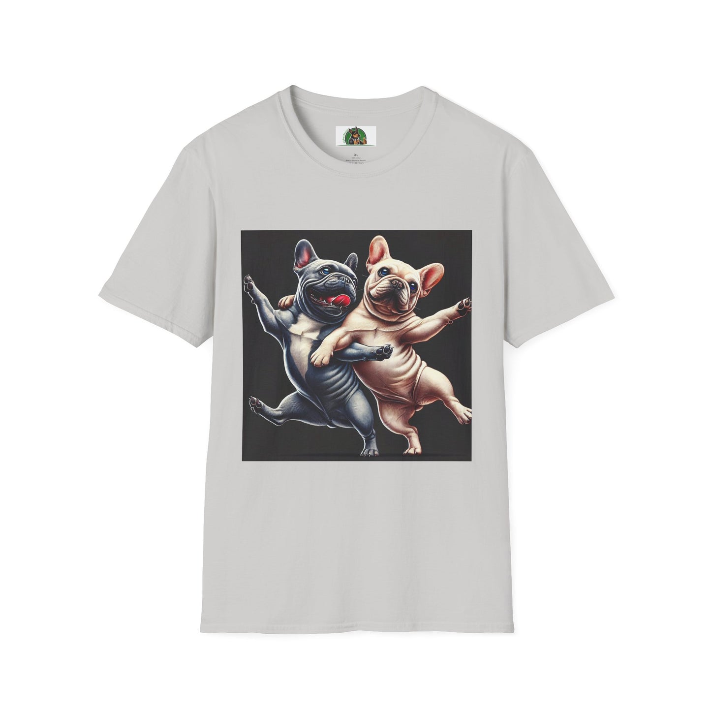 French Bulldogs Dancing Unisex T-Shirt T-Shirt Printify S Ice Grey