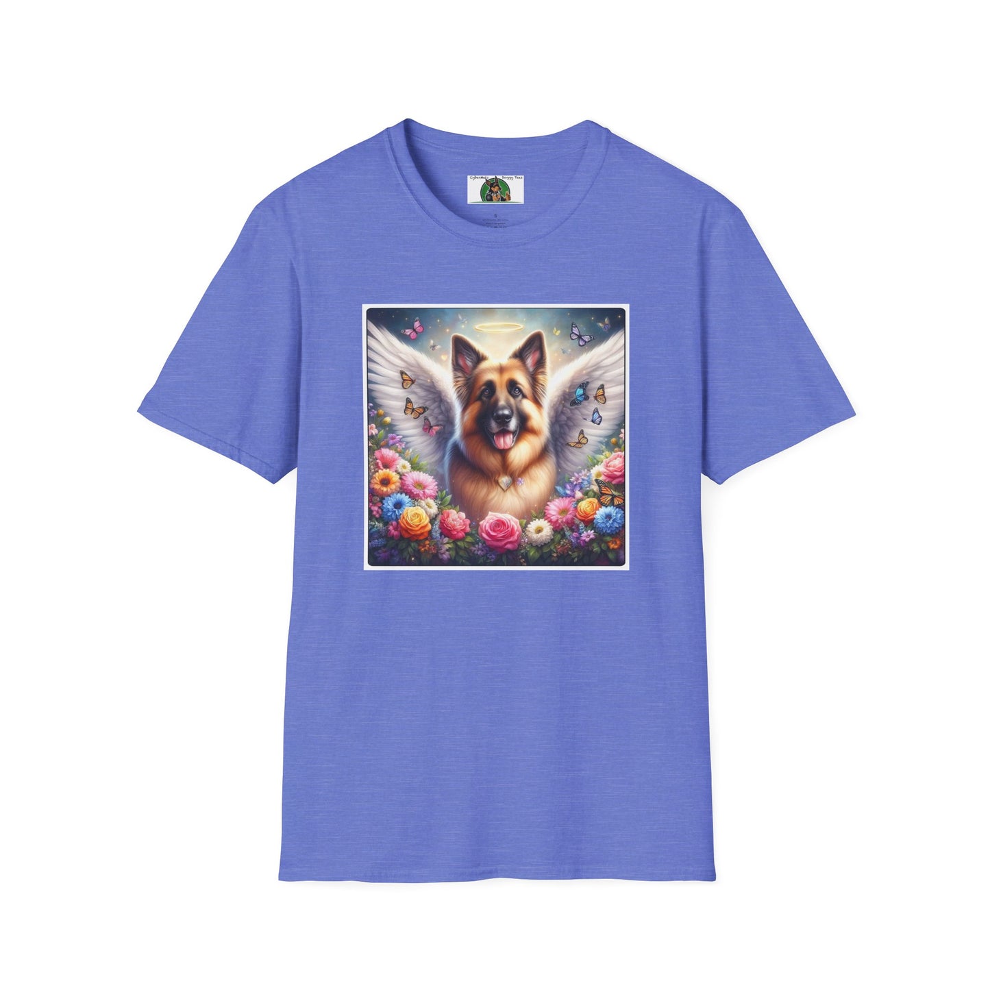 German Shepherd Dog "Rainbow Bridge" Unisex Softstyle T-Shirt T-Shirt Printify S Heather Royal