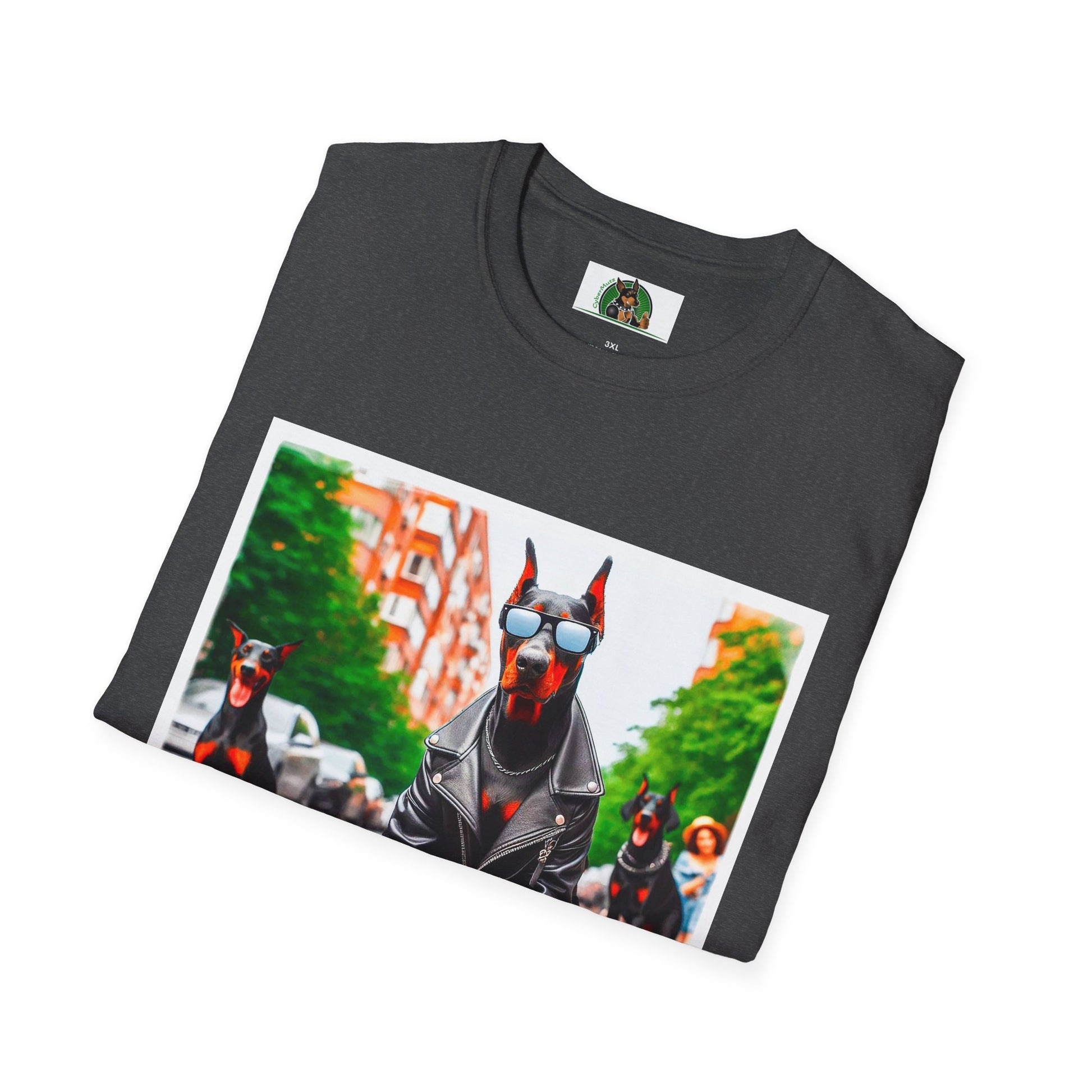 Doberman skate crew t shirt T-Shirt Printify