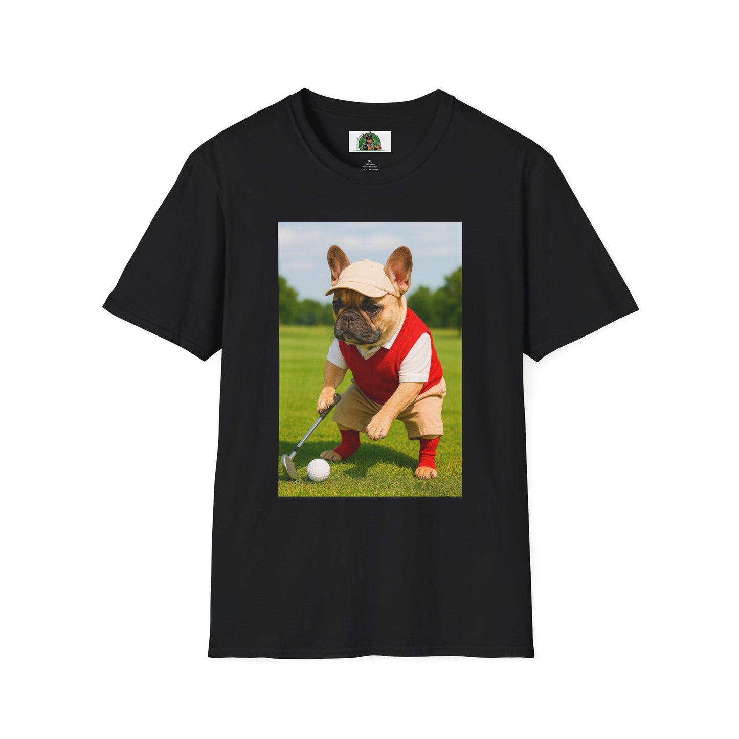 Sports Golf French Bulldog T-Shirt T-Shirt Printify Black XS