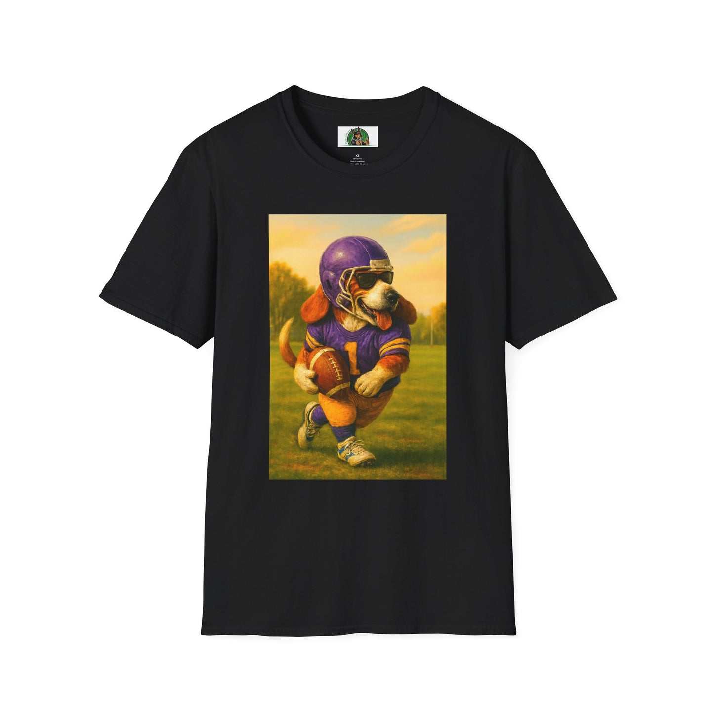Sports Football Basset Hound T-Shirt T-Shirt Printify Black XS