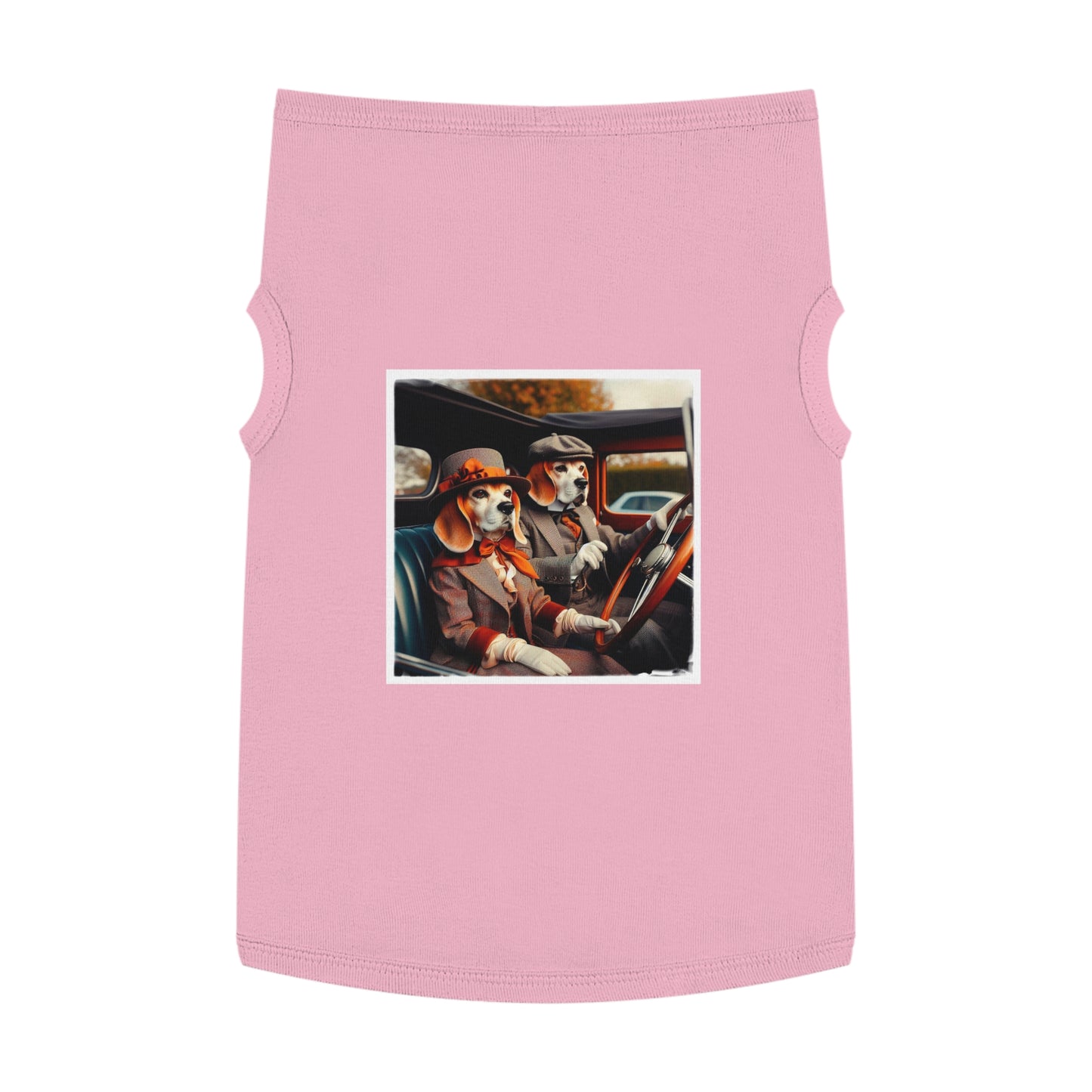 Pet Tank Top Wacky Beagle Dog Couple In Old Car Pets Printify XL Pink 