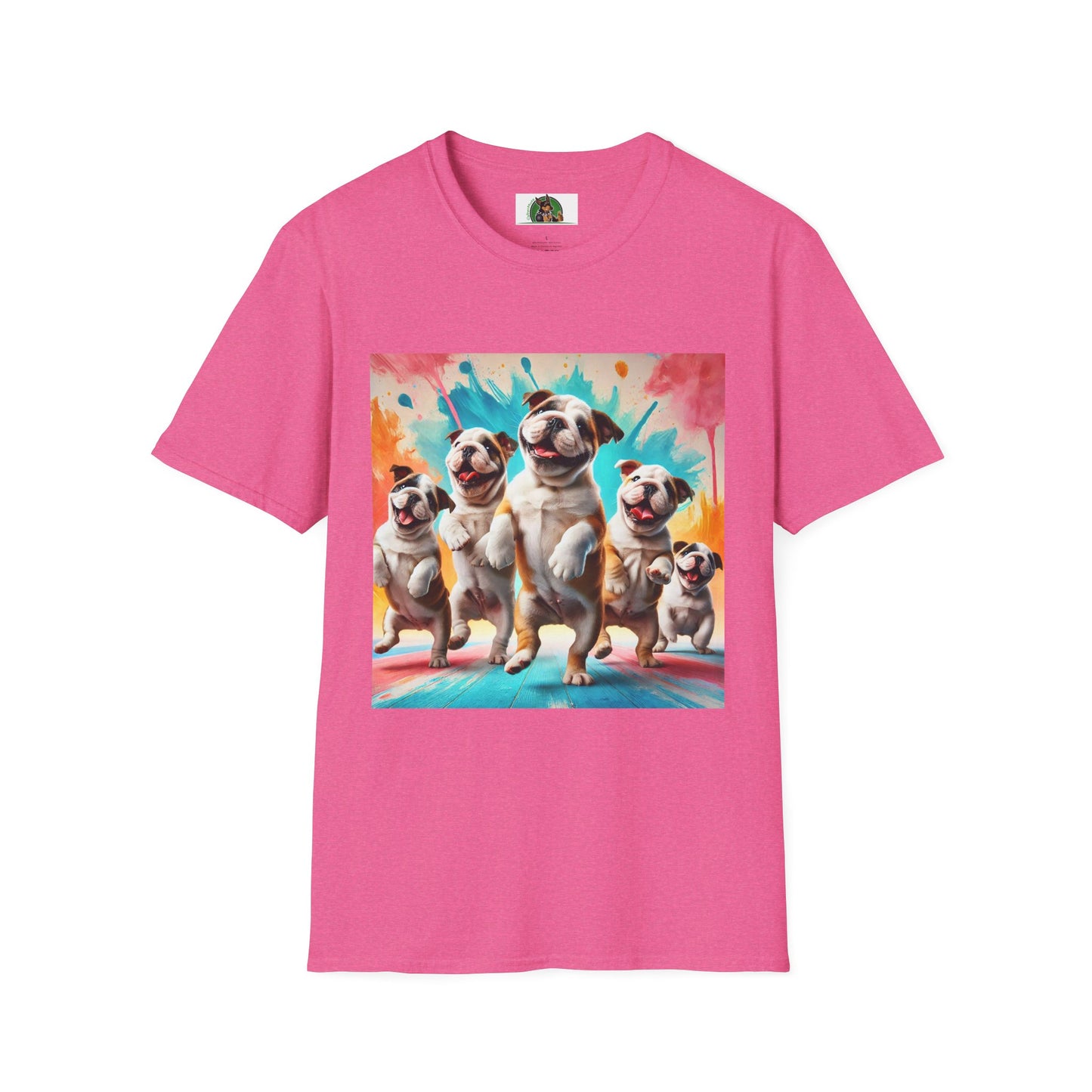 Bulldog Dancing T-Shirt T-Shirt Printify S Heather Heliconia