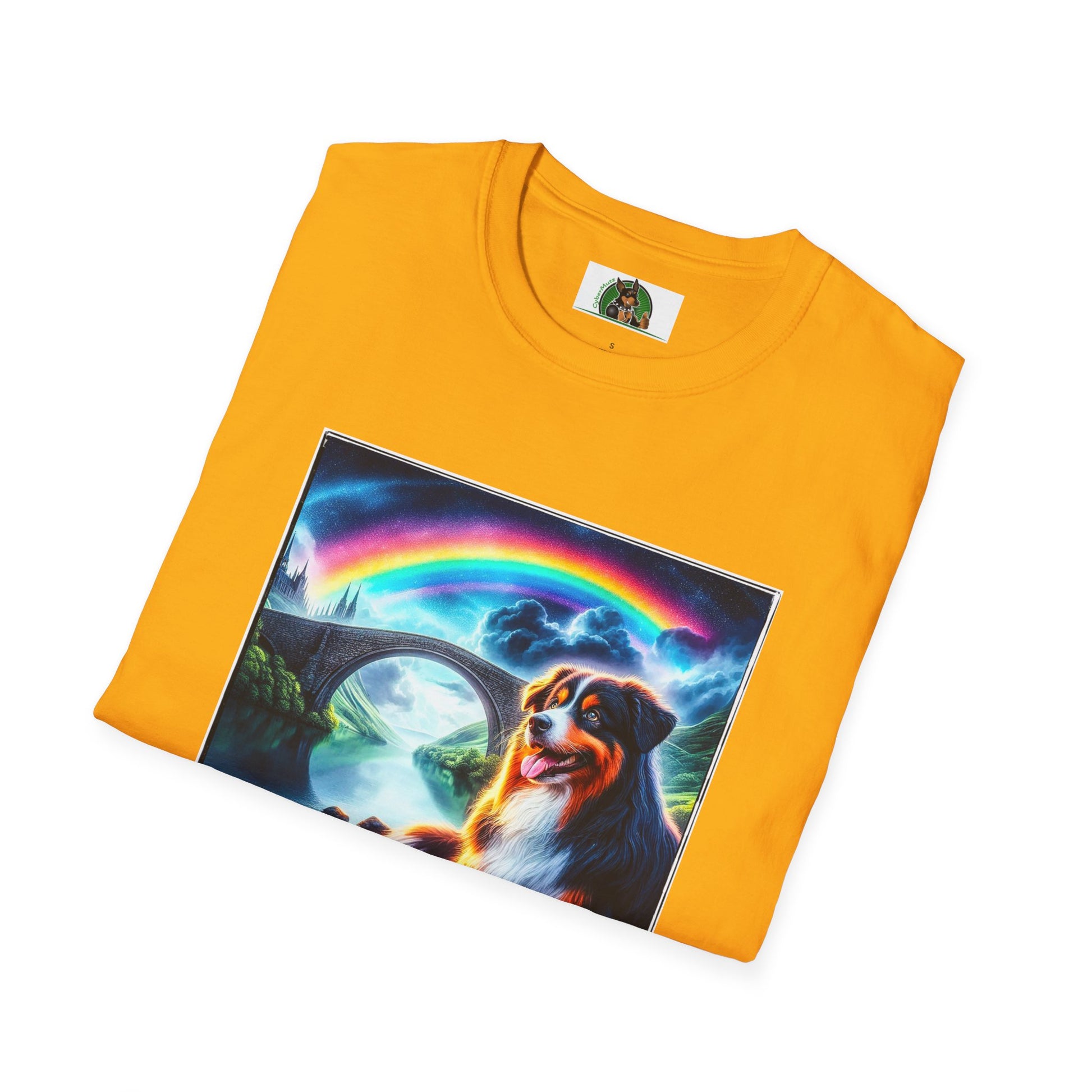 Australian Shepherd Rainbow Bridge And Lake T-Shirt Printify   