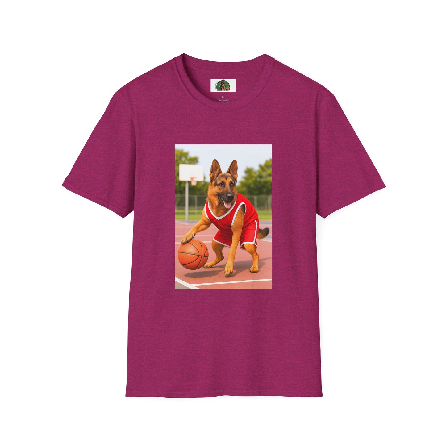 Sports German Shepherd Basketball T-Shirt T-Shirt Printify Antique Heliconia S