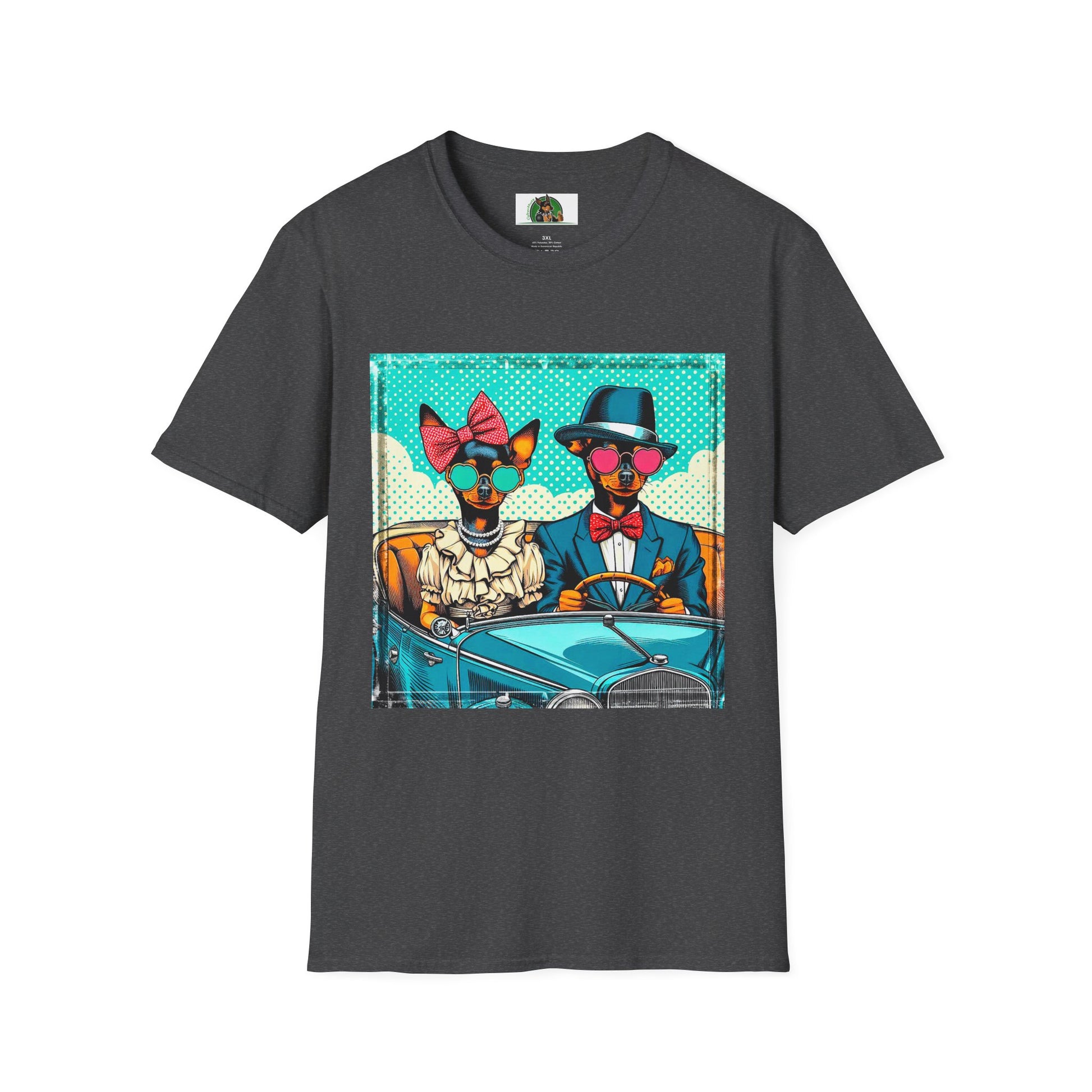 Wacky Min Pin T-Shirt tiny car T-Shirt Printify XS Dark Heather