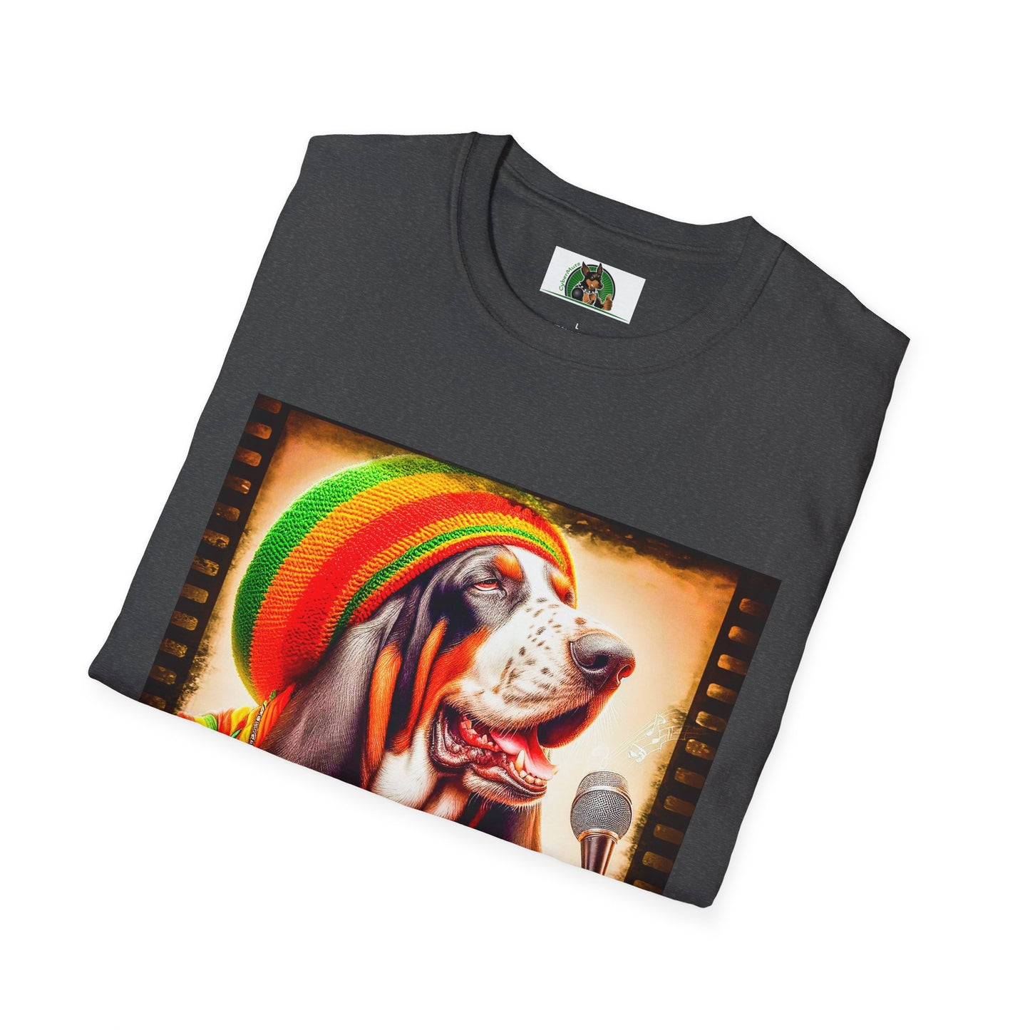 Basset Hound Playing Guitar Singing T-Shirt Printify