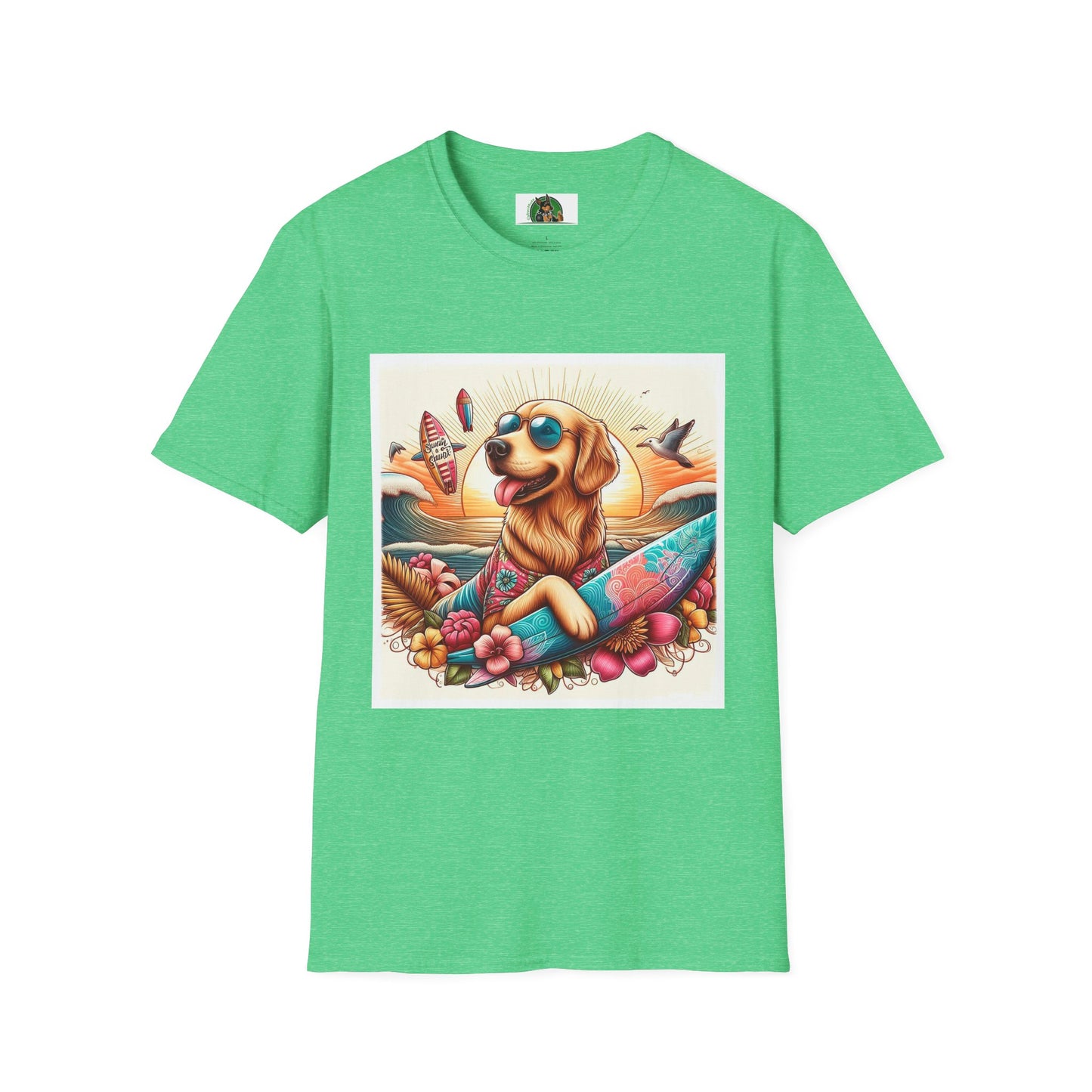 Golden Retriever T-Shirt Printify S Heather Irish Green