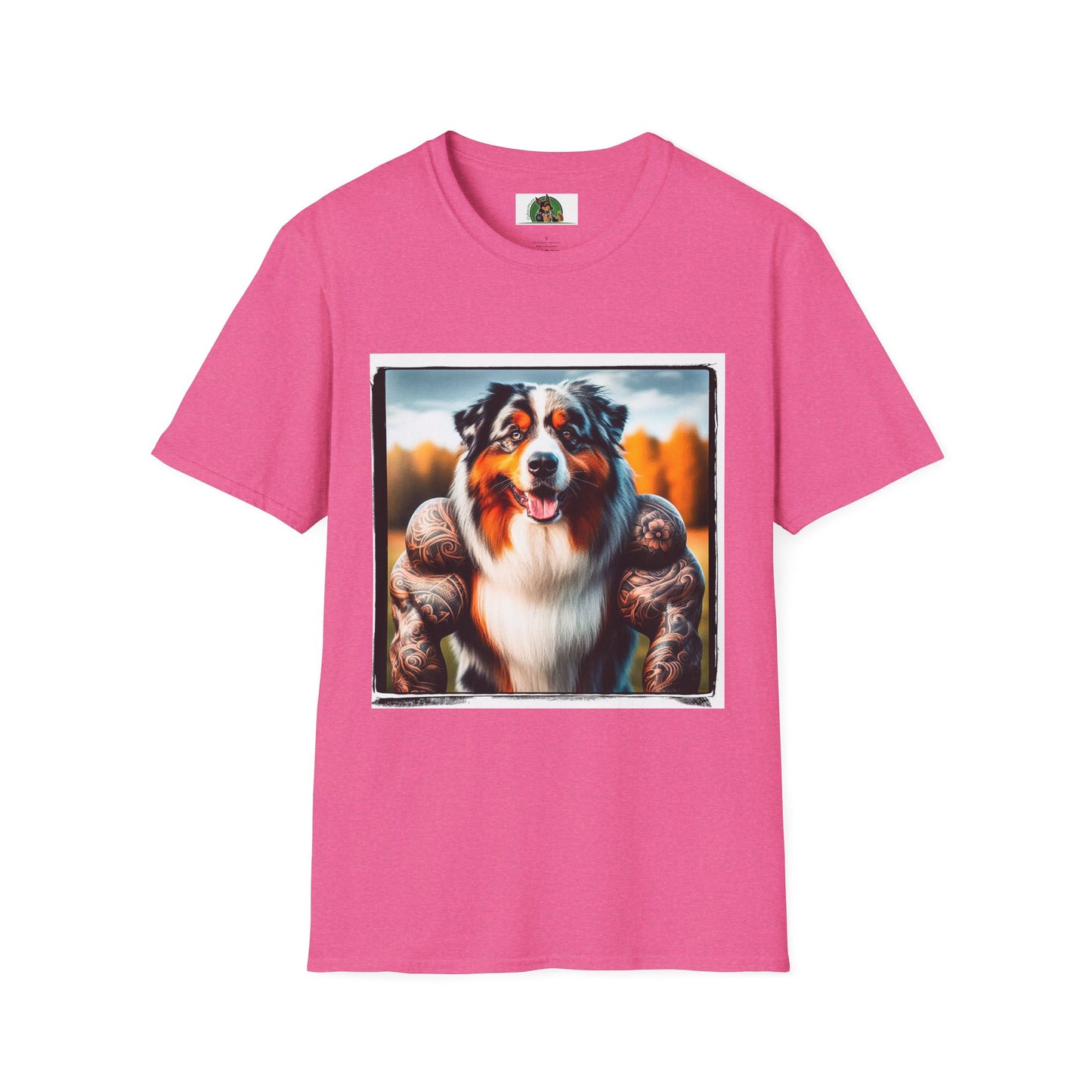 Australian Shepherd Muscle Dog T-Shirt Printify S Heather Heliconia