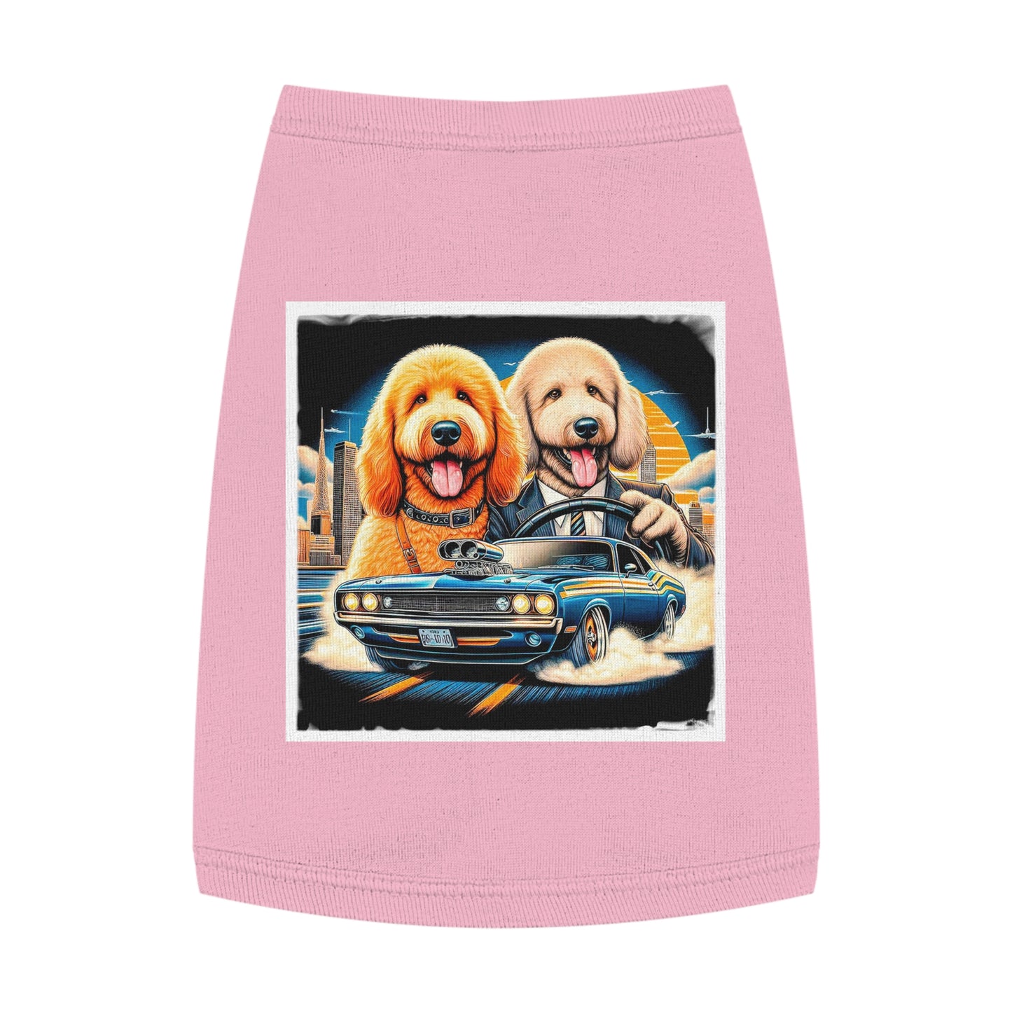 Pet Tank Golden Doodle driving fun t shirt Pets Printify M Pink