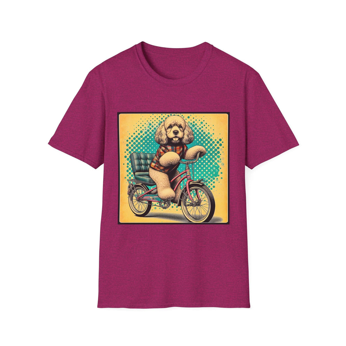 Cockapoo Bike Strolling T Shirt For Dog Lovers Cute Cockapoo Breed Tee For Riders And Walkers T-Shirt Printify S Antique Heliconia