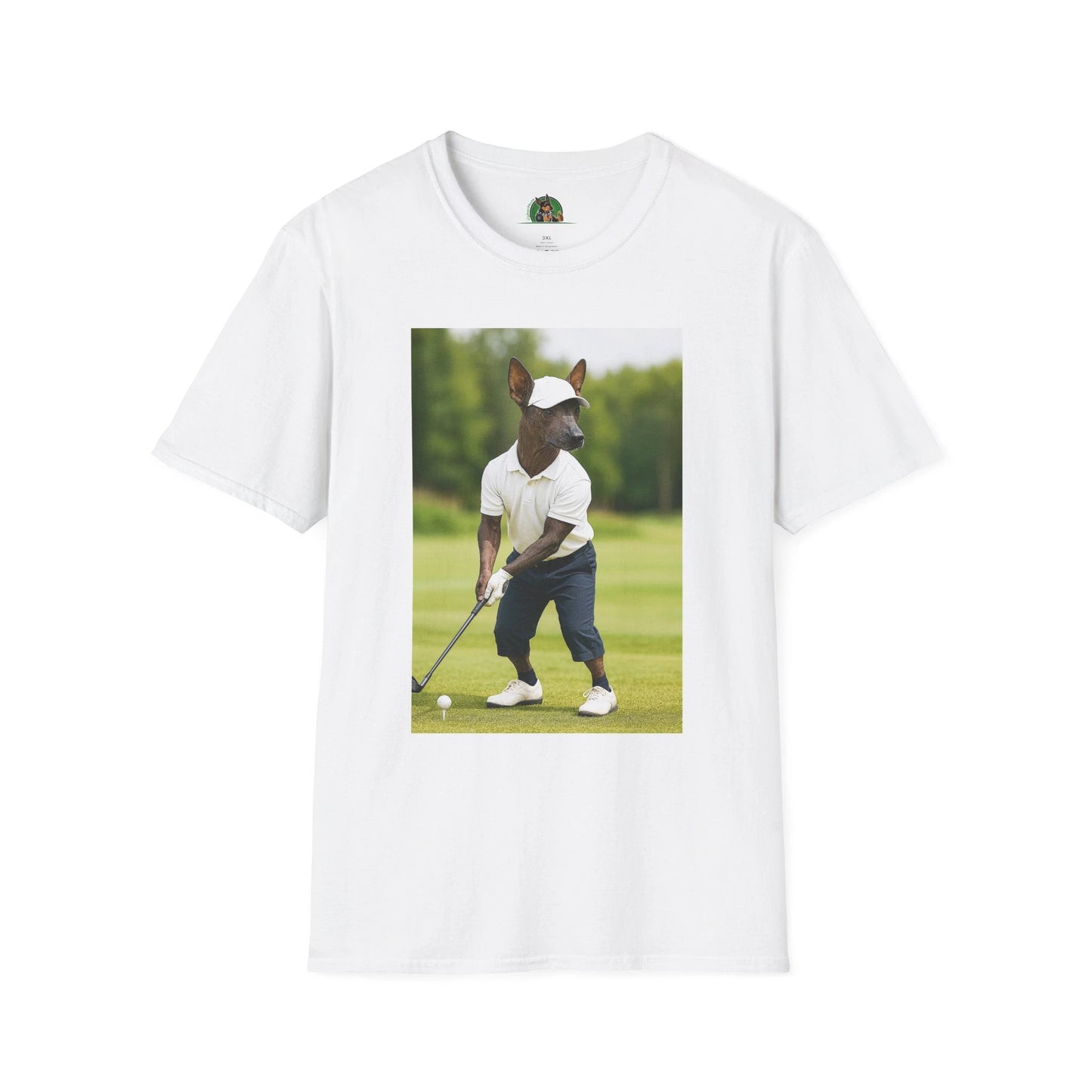 Mexican Hairless Dog Golf Tee — Dog Lover Sports T-Shirt T-Shirt Printify White S