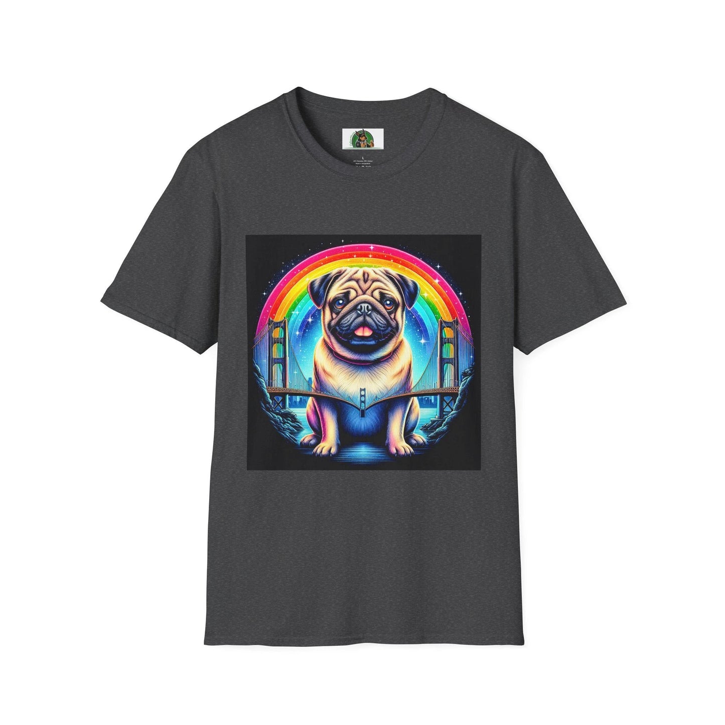 Pug Rainbow T-Shirt T-Shirt Printify XS Dark Heather