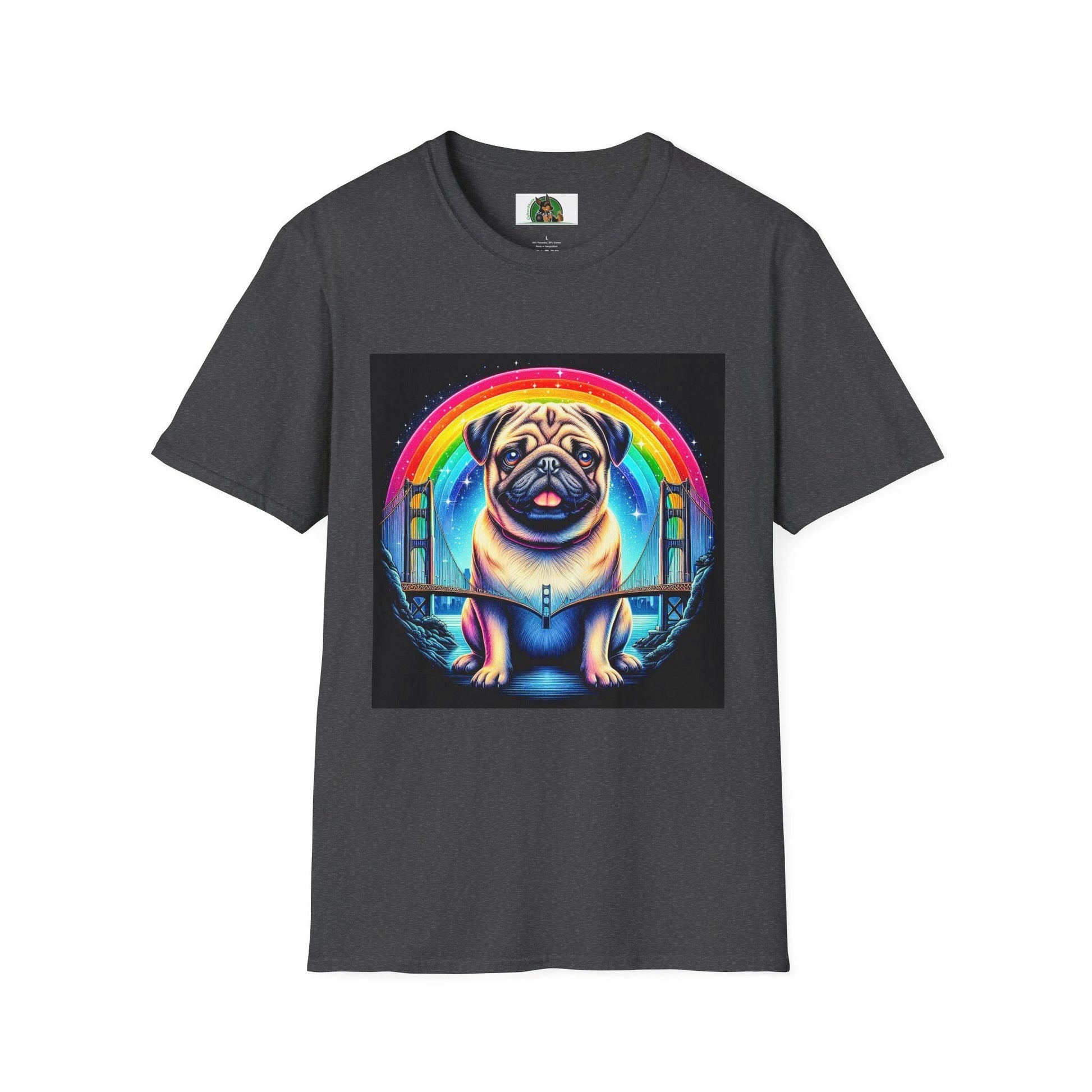 Pug Rainbow T-Shirt T-Shirt Printify XS Dark Heather
