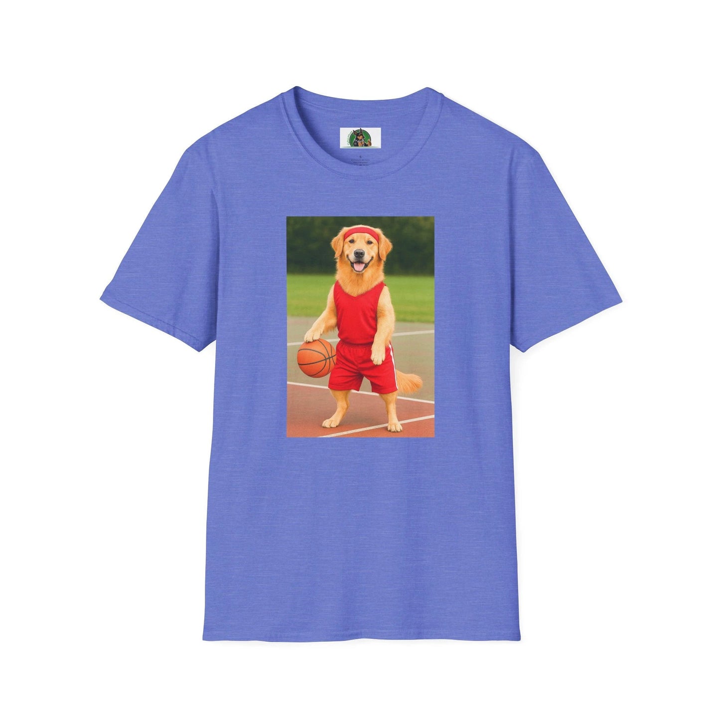 Golden Retriever Playing Basketball T-Shirt — Sports Dog Tee T-Shirt Printify Heather Royal S