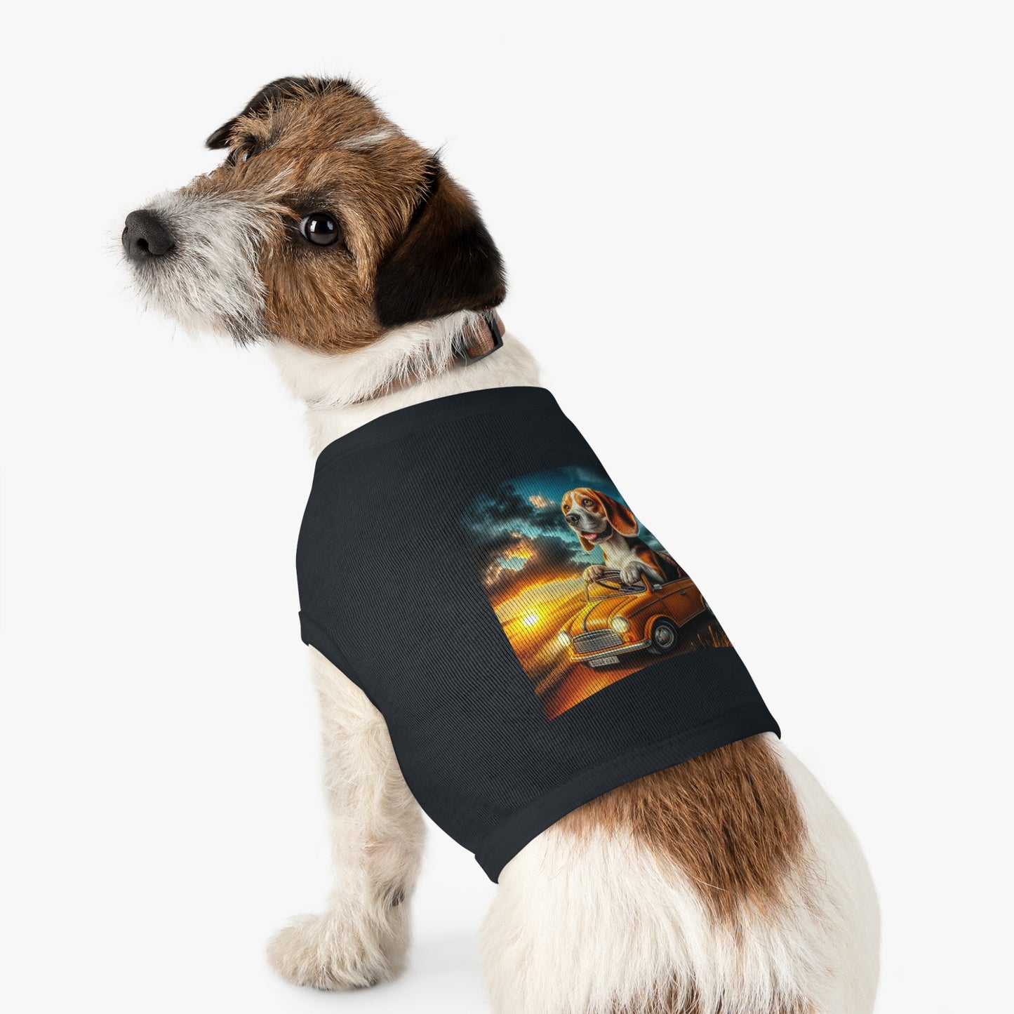 Pet Tank Top Wacky Beagle In Tiny Car Pets Printify   