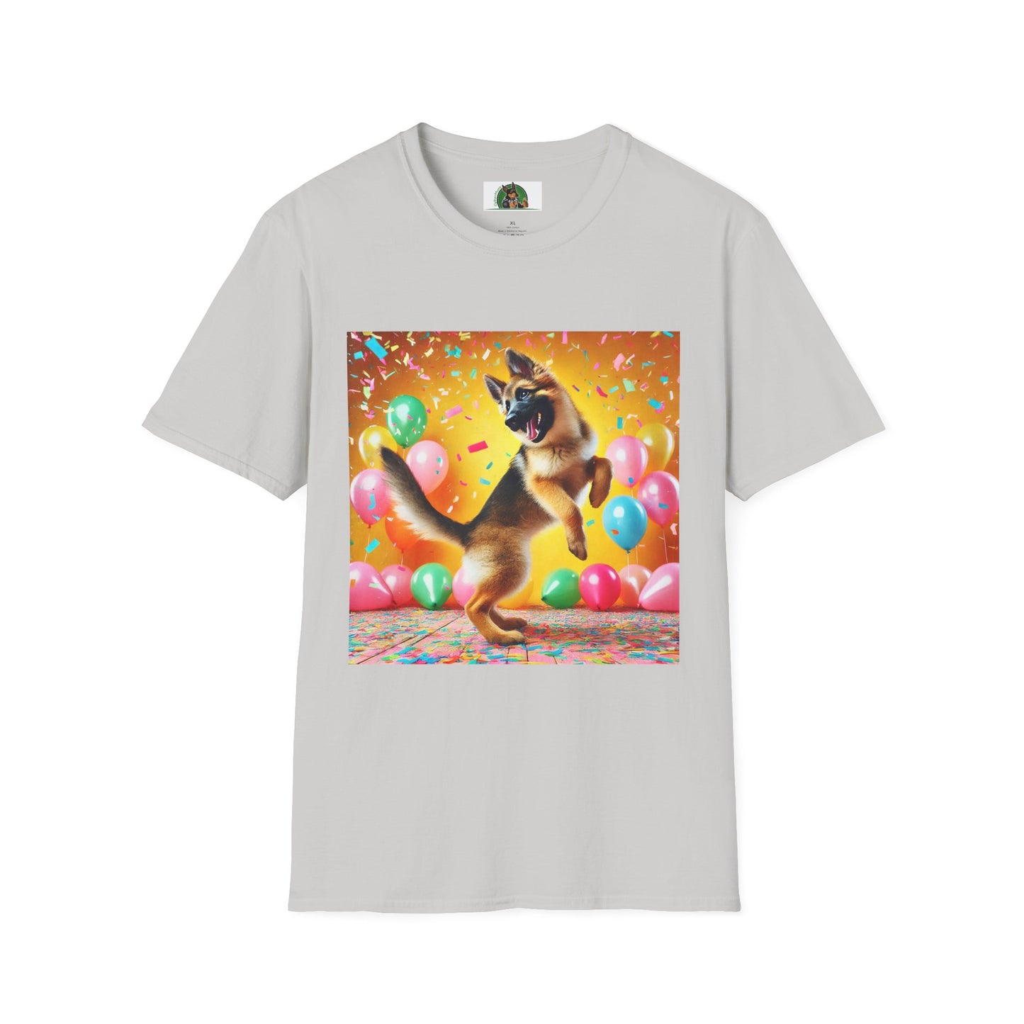 German Shepherd T-Shirt - Dancing Dog Design T-Shirt Printify S Ice Grey