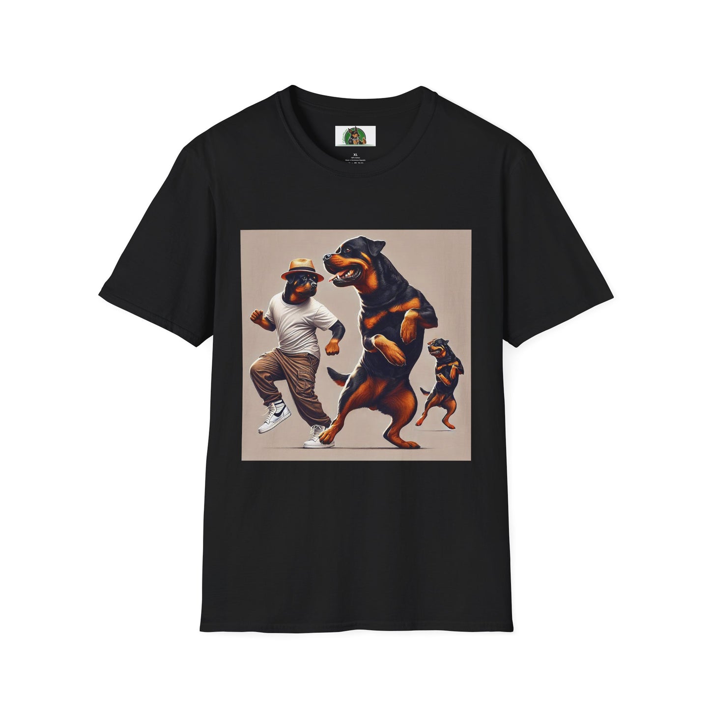 Dancing Rottweiler T-Shirt for Dog Lovers T-Shirt Printify XS Black