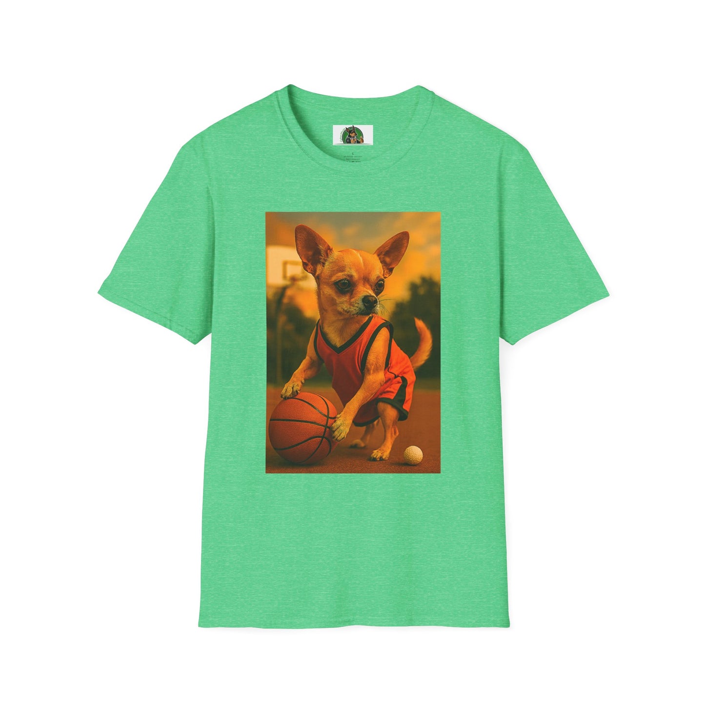 Chihuahua Basketball T-Shirt Sports T-Shirt Printify Heather Irish Green S