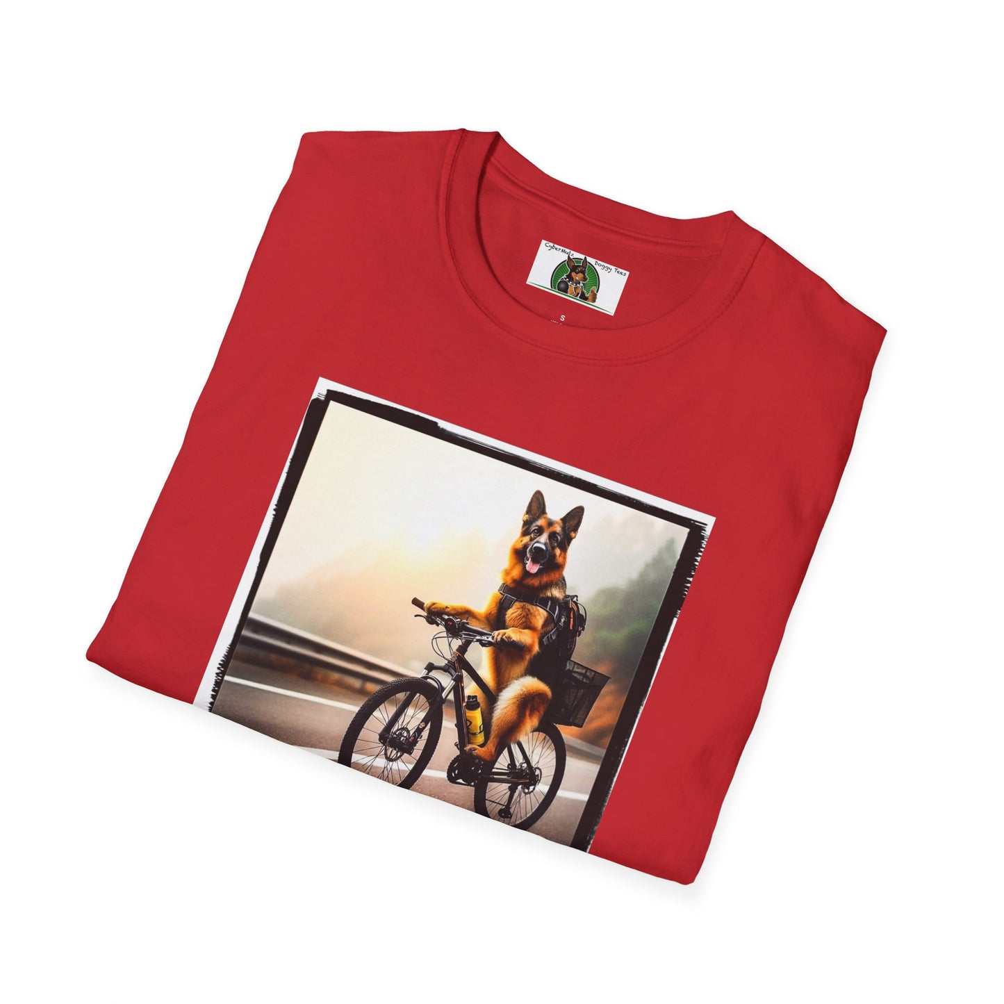 Road Bike German Shepherd Unisex Softstyle T-Shirt