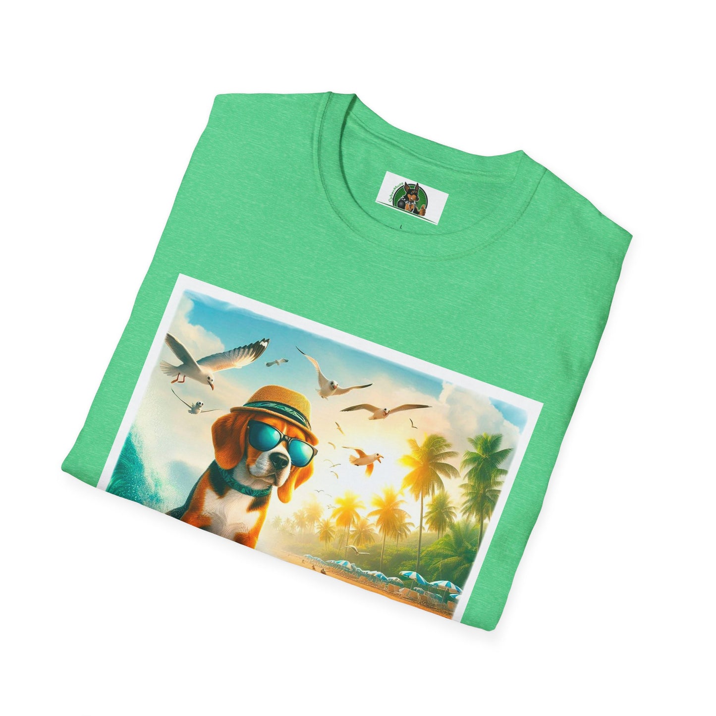 Beagle Surfing Wearing Hat And Shades T-Shirt Printify   