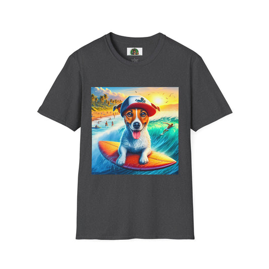 Jack Russell Boogie Boarding T-Shirt Printify S Dark Heather