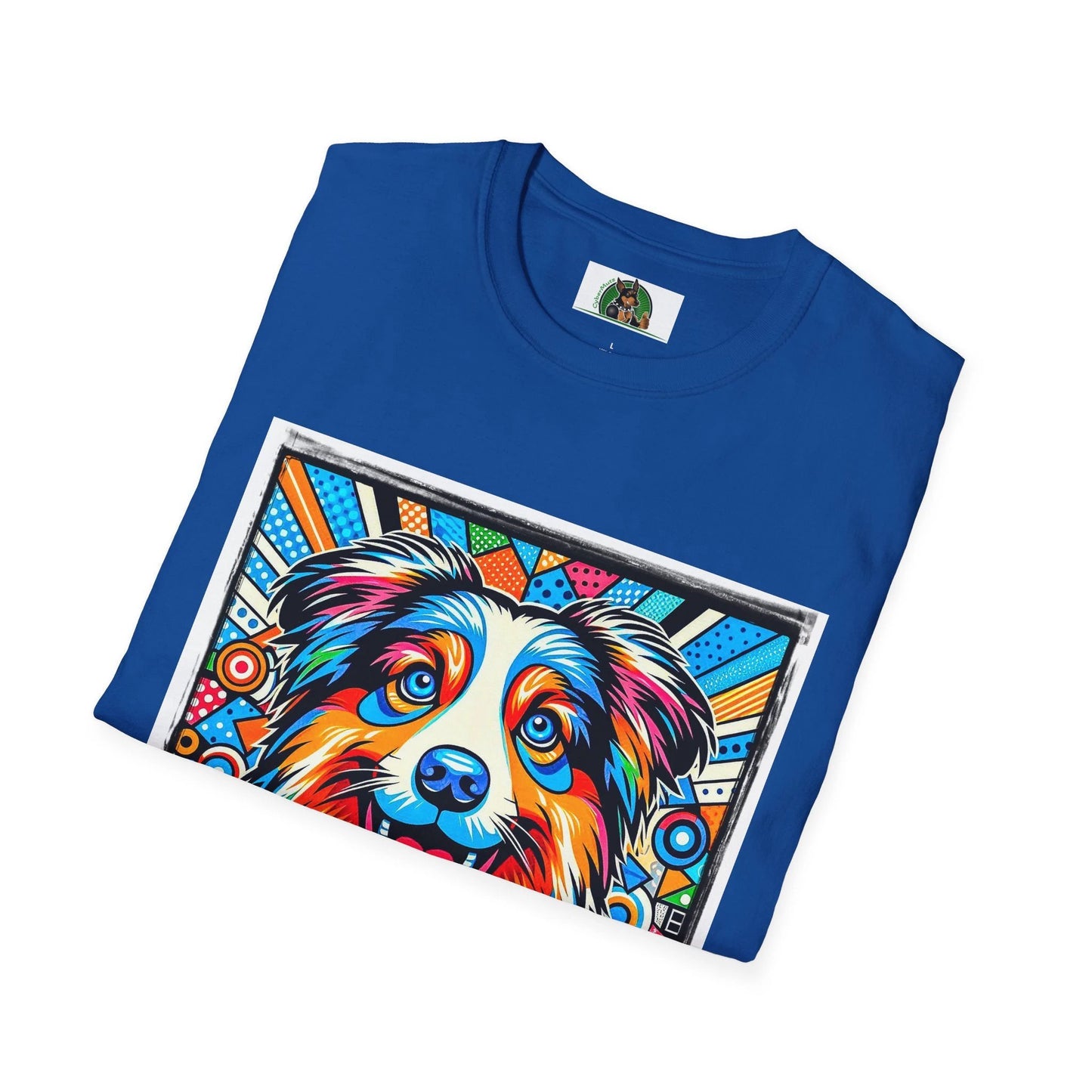 Australian Shepherd Bright Pop Art T Shirt Vibrant Canine Graphic Tee for Dog Lovers T-Shirt Printify