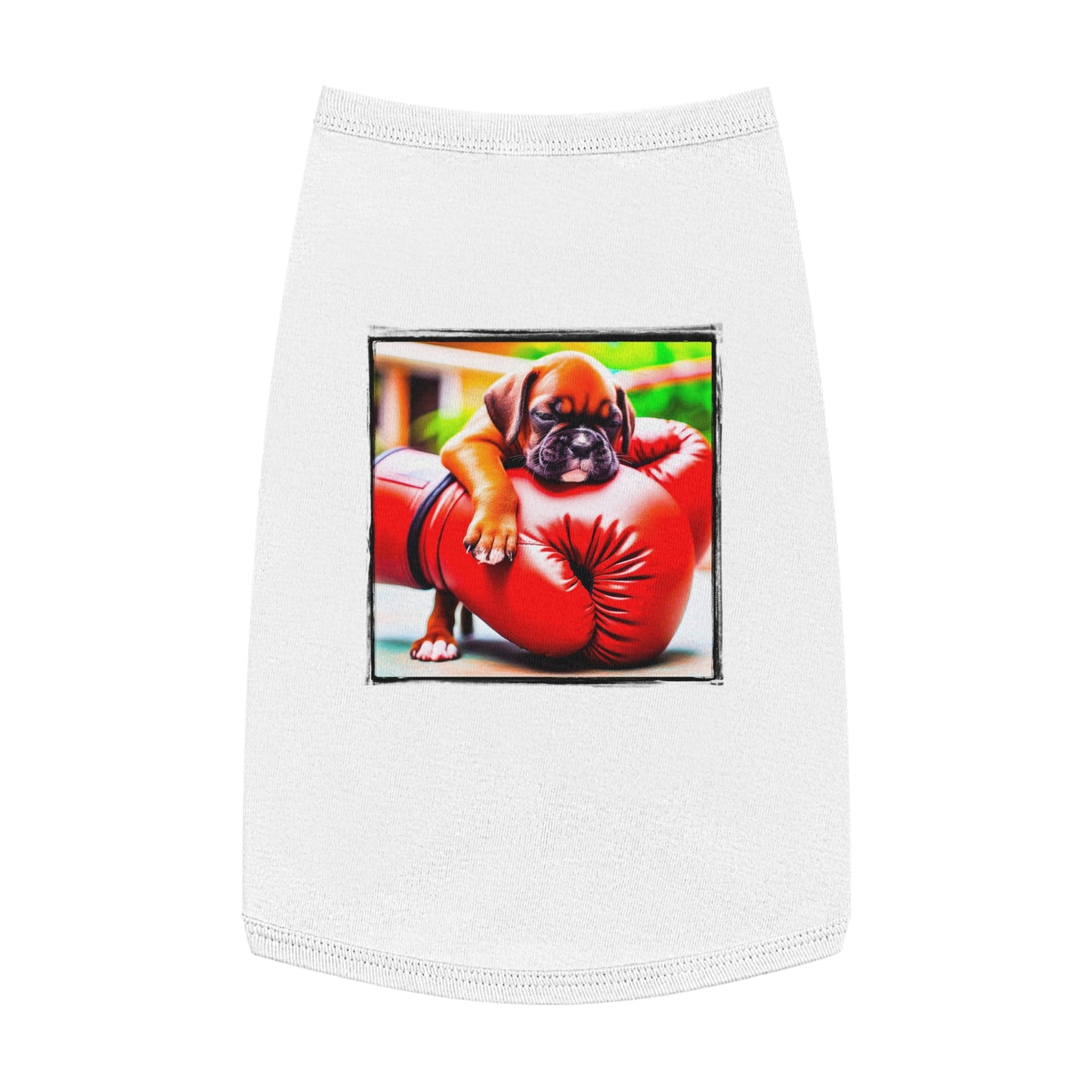 Pet Tank Top Boxer Puppy On Boxing Gloves Pets Printify L White 