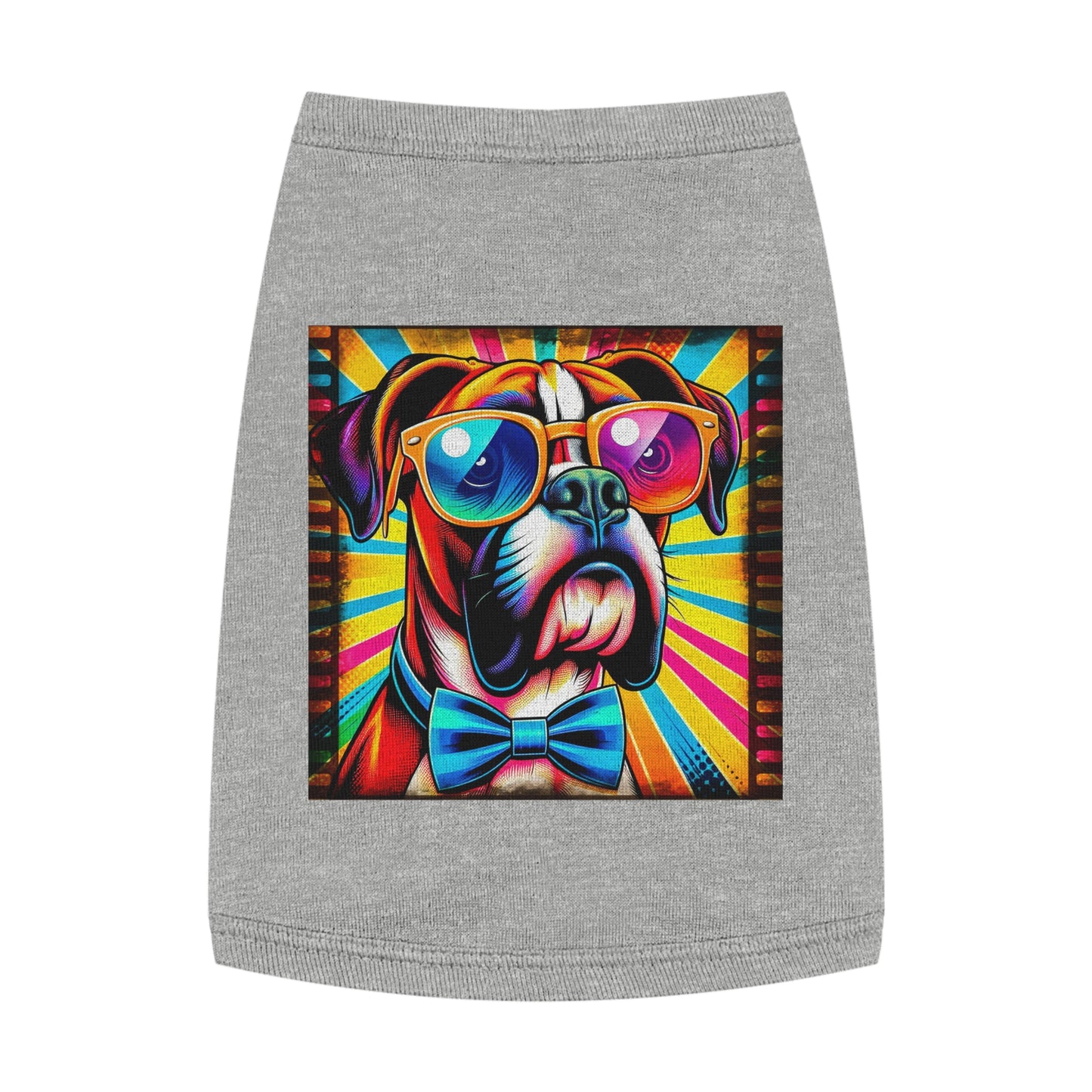 Pet Tank Top Boxer Dog Wearing Shades Pets Printify M Heather 