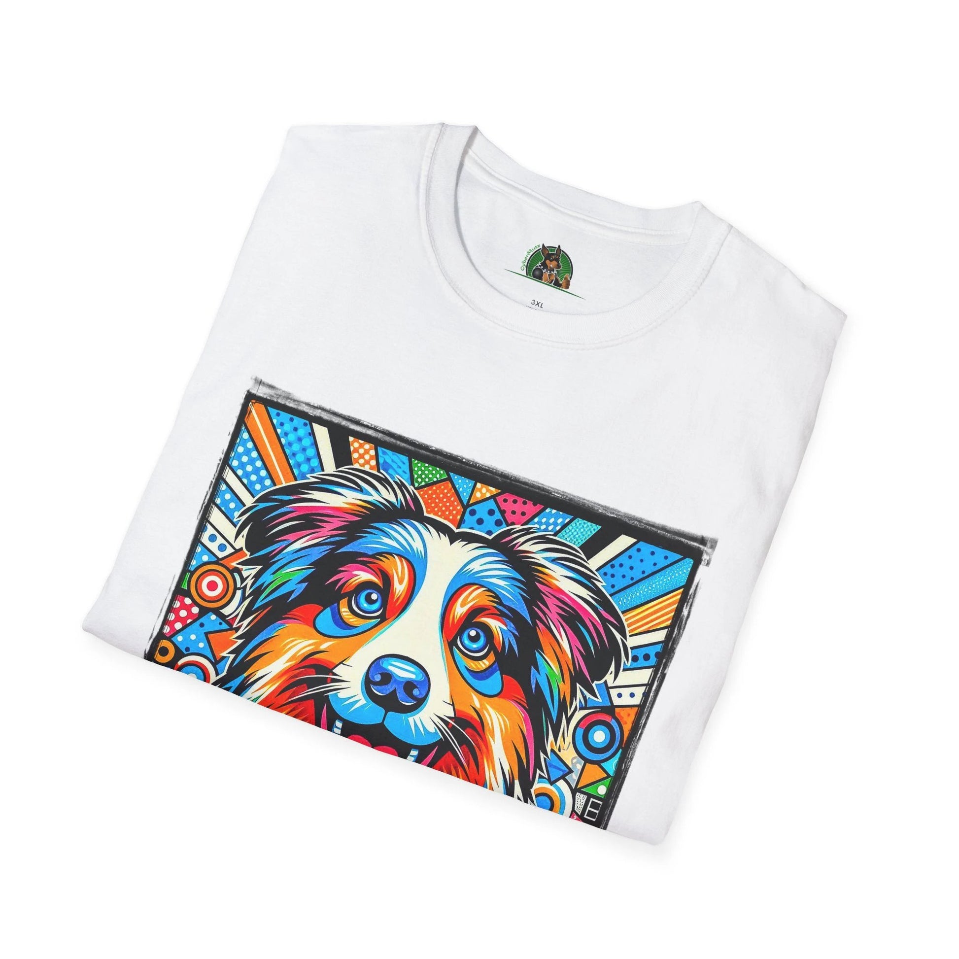 Australian Shepherd Bright Pop Art T Shirt Vibrant Canine Graphic Tee for Dog Lovers T-Shirt Printify