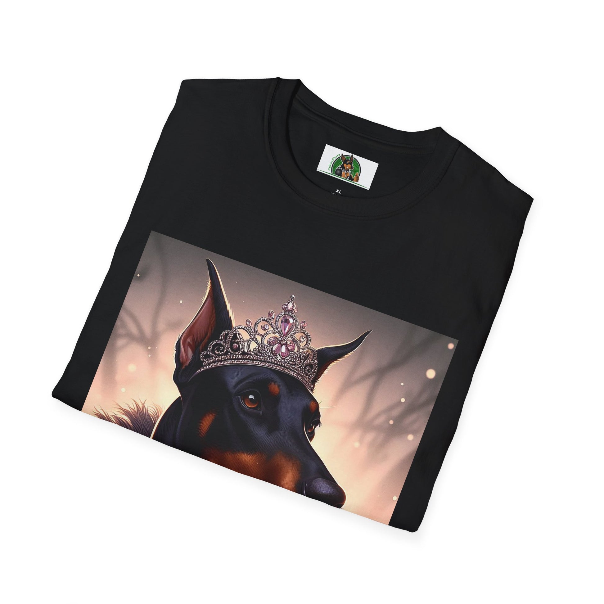 Dog Lover T-shirt - Girl Doberman with Tiara T-Shirt Printify