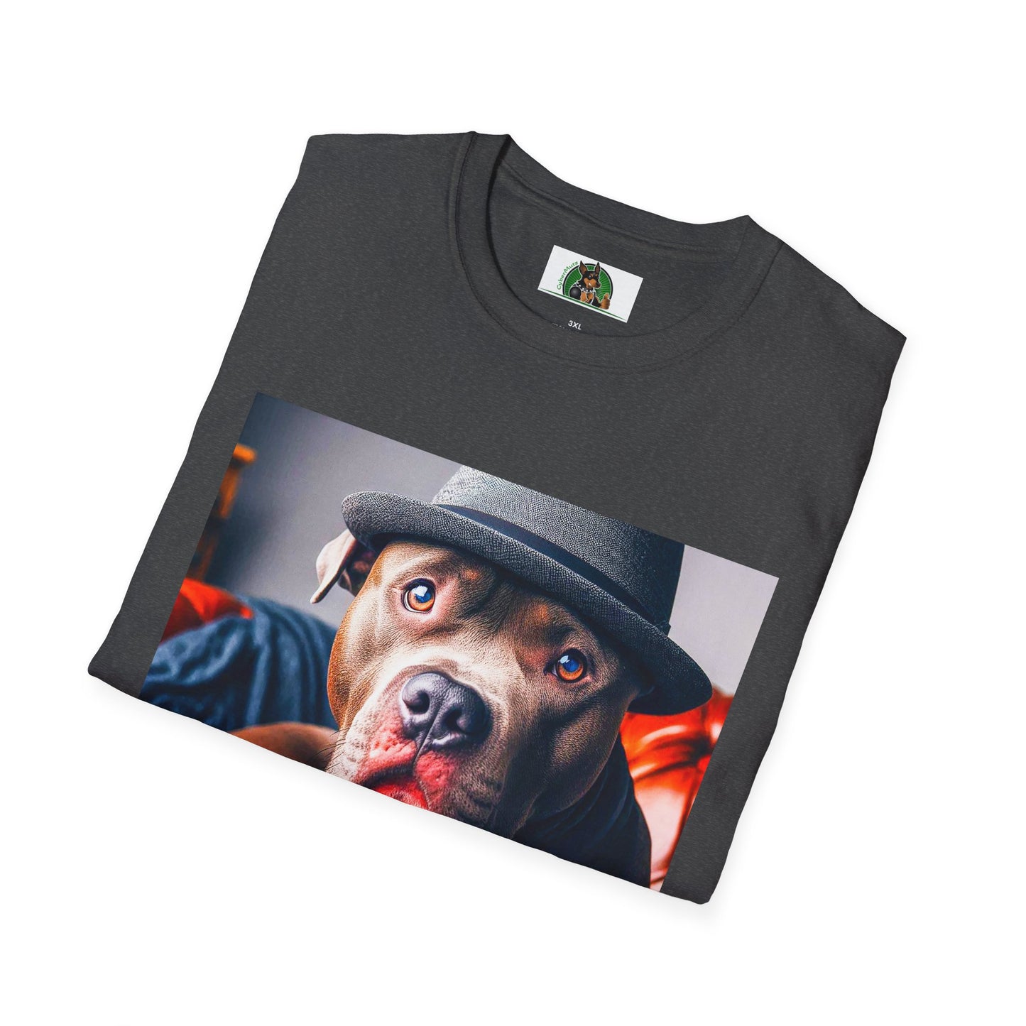 Pit Bull hat and bow tie shirt T-Shirt Printify
