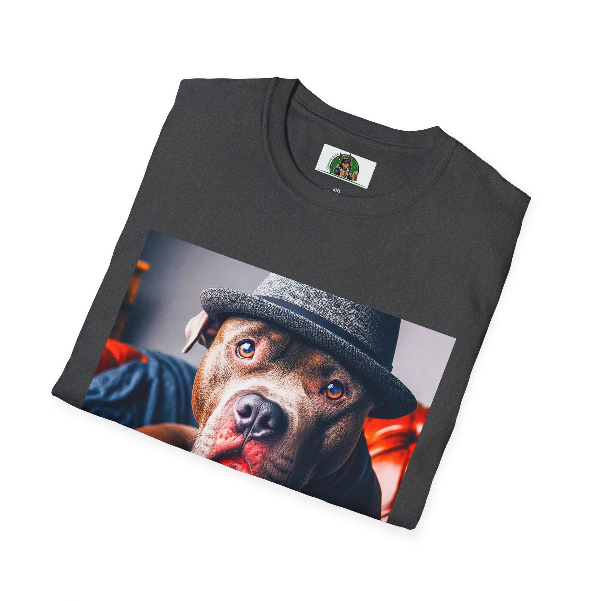 Pit Bull hat and bow tie shirt T-Shirt Printify
