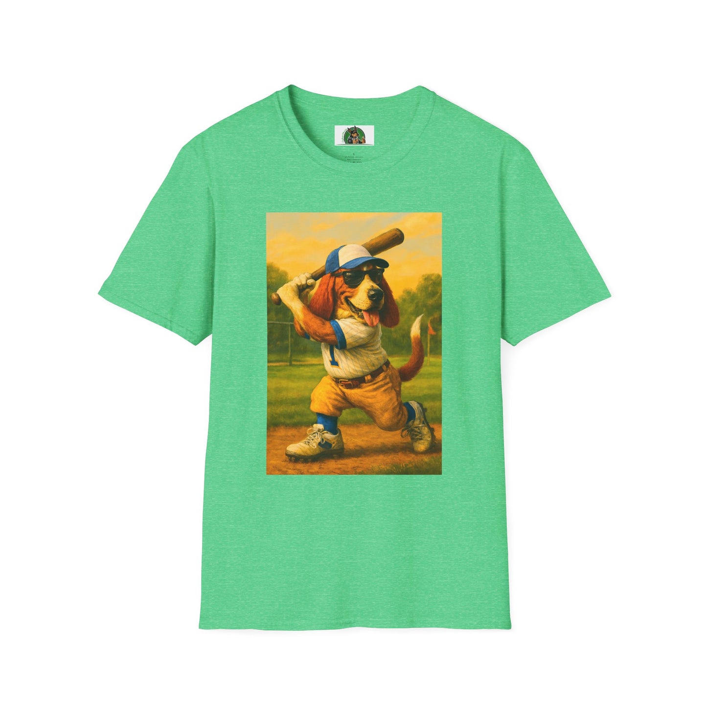 Sports Baseball Bassett Hound T-Shirt T-Shirt Printify Heather Irish Green S